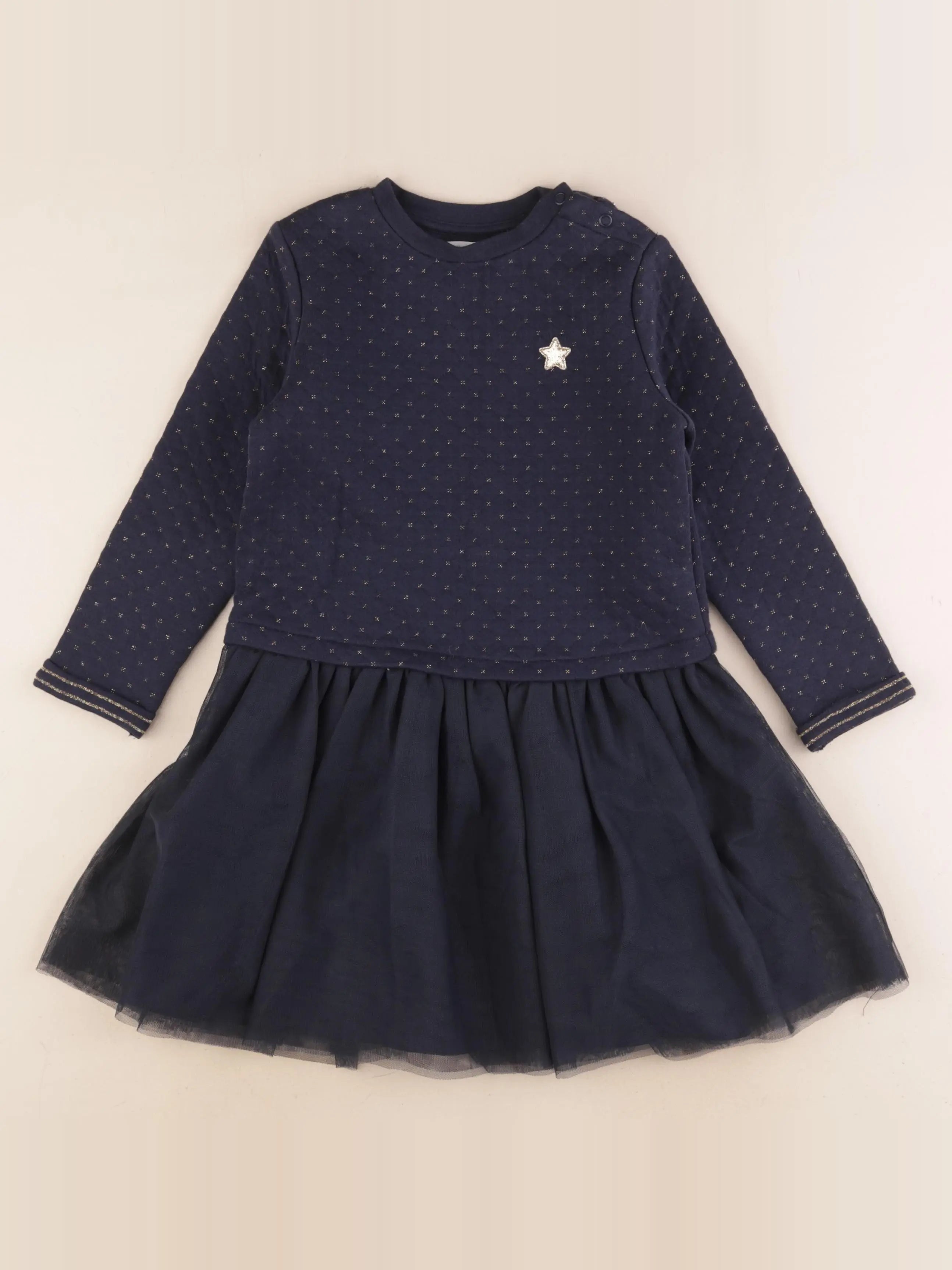 Vertbaudet - robe bleu, or - 6 ans