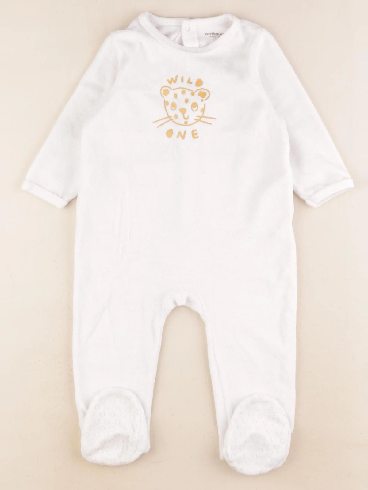 Vertbaudet - pyjama velours blanc - 18 mois