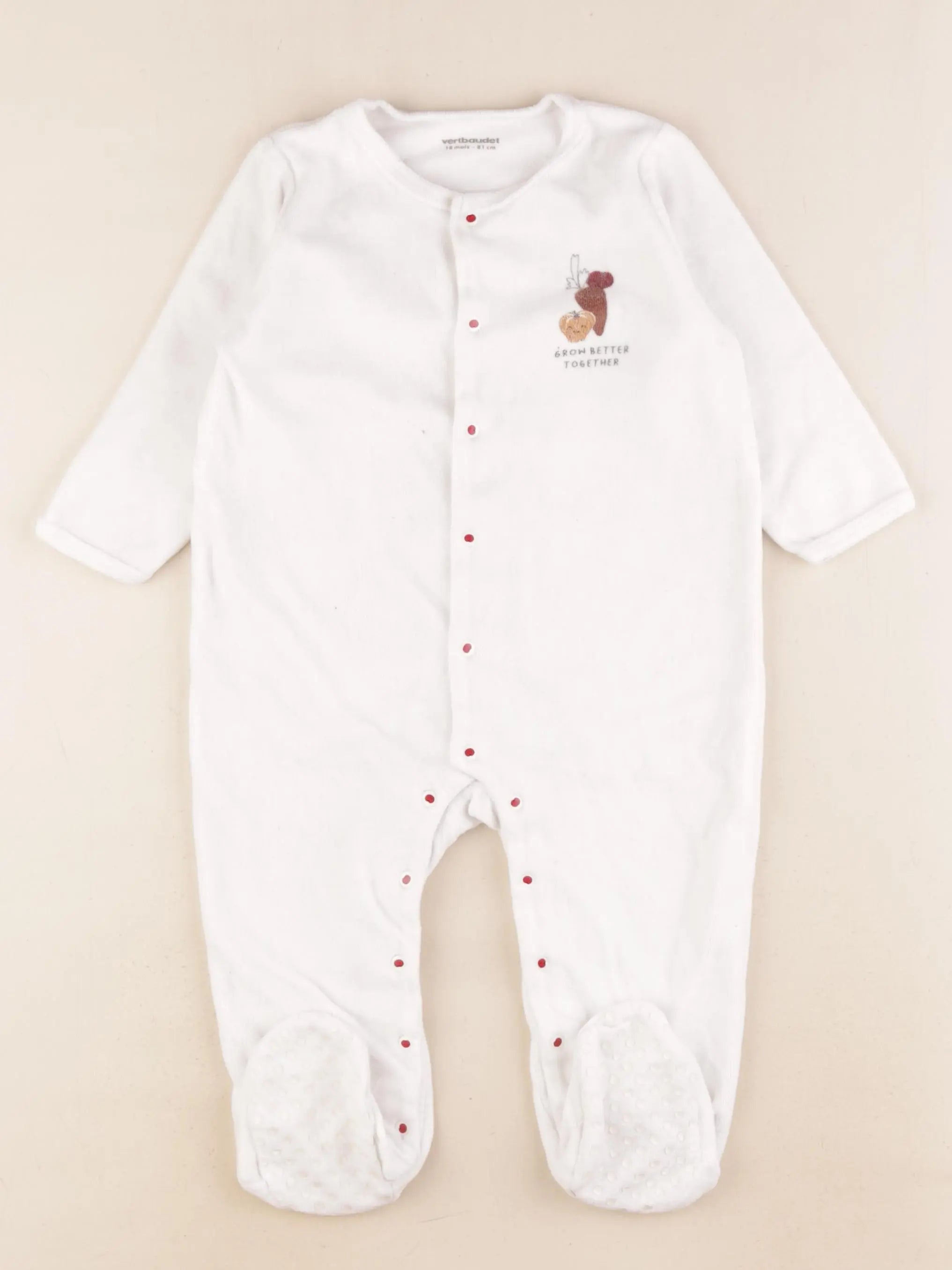 Vertbaudet - pyjama velours blanc - 18 mois