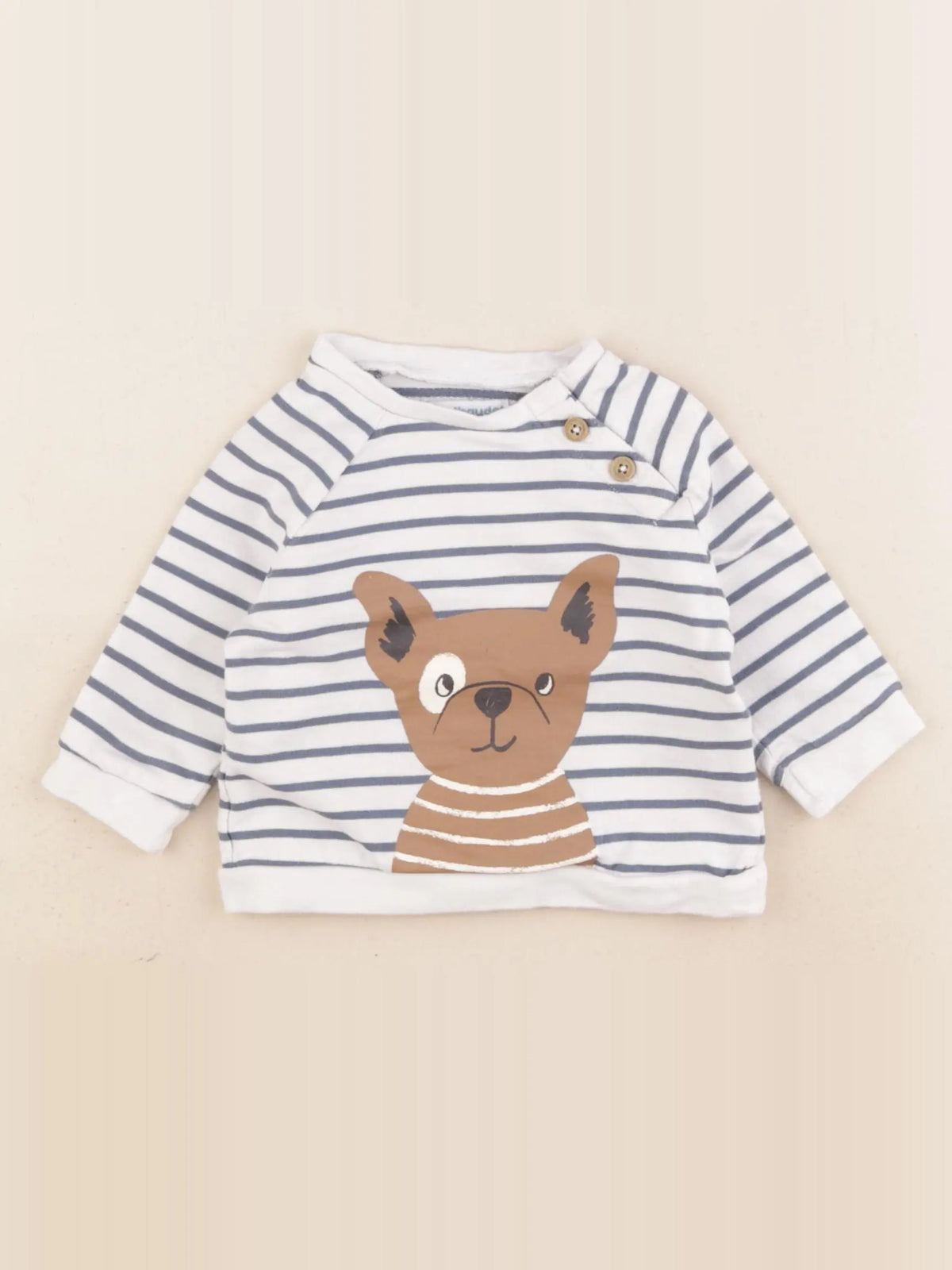 Vertbaudet - sweat bleu, blanc - 6 mois