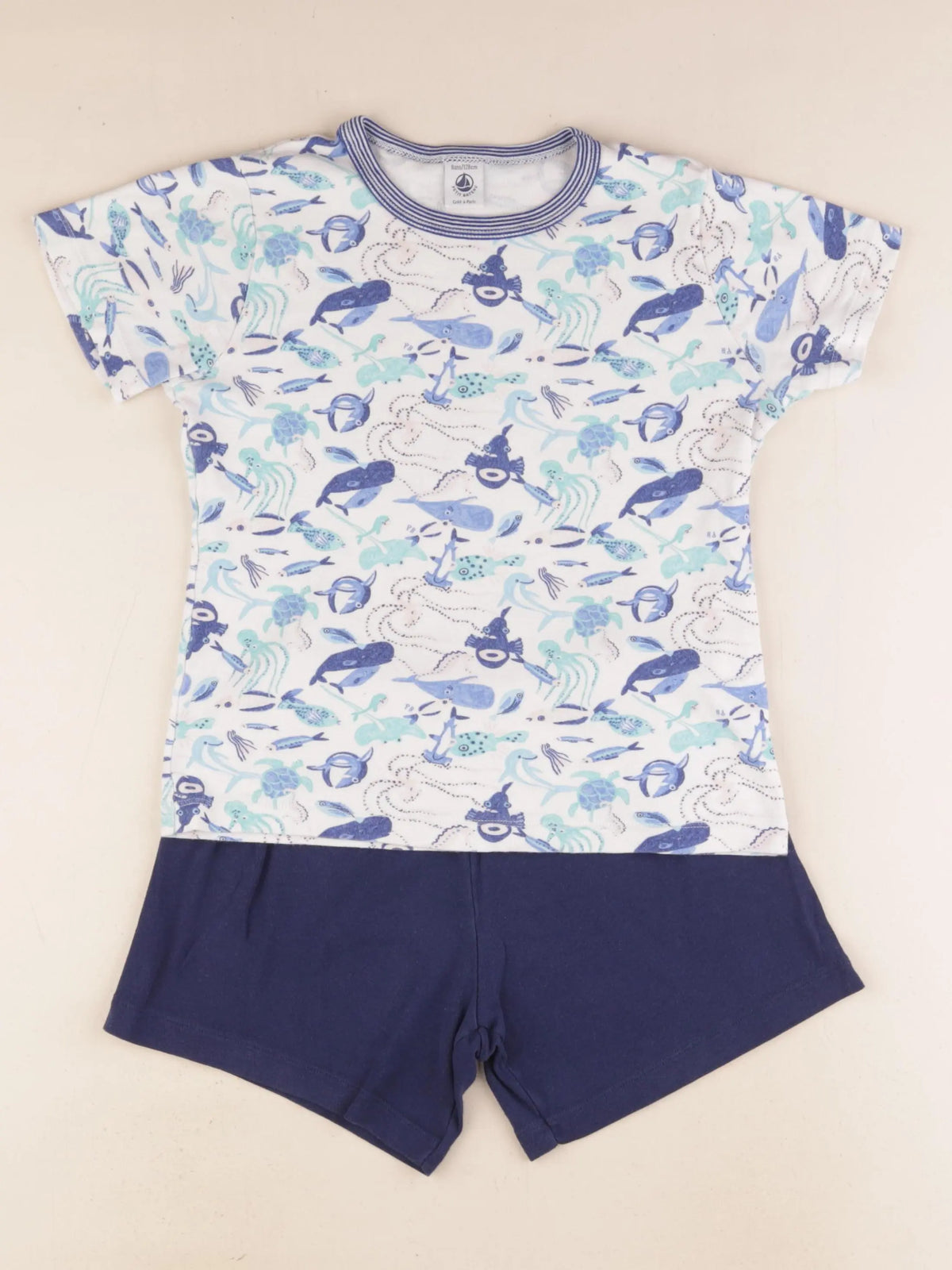 Petit Bateau - pyjama coton bleu - 8 ans