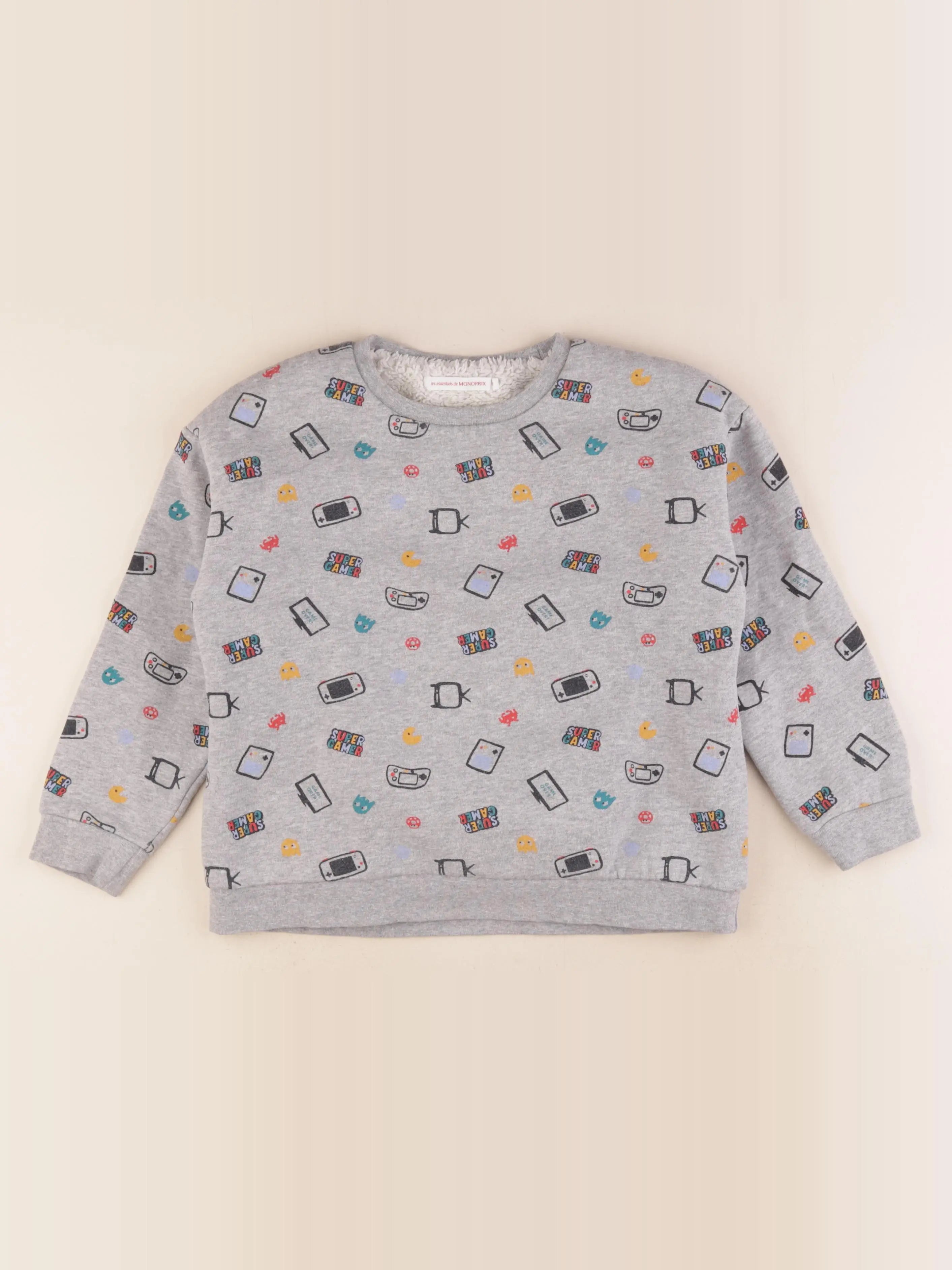 Monoprix - sweat gris - 8 ans