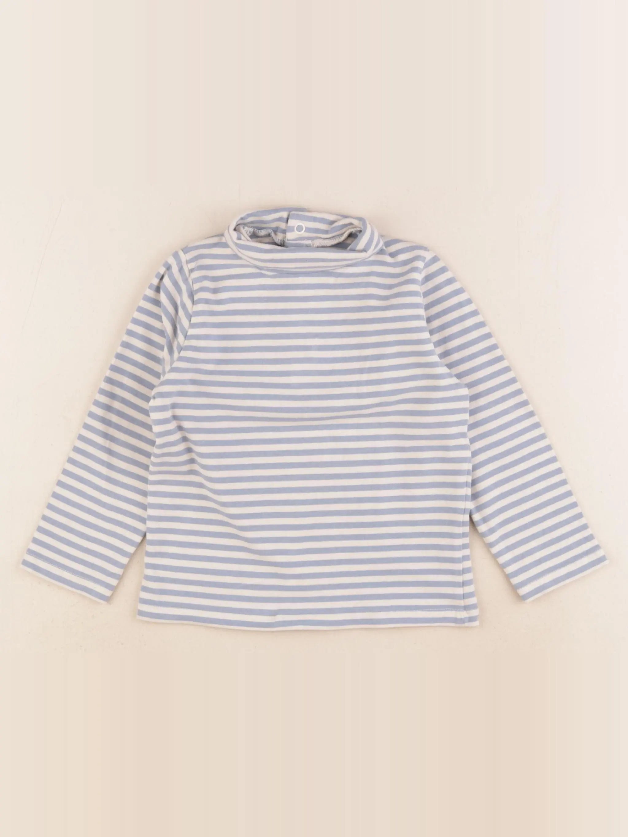 Vertbaudet - sous-pull bleu, blanc - 24 mois