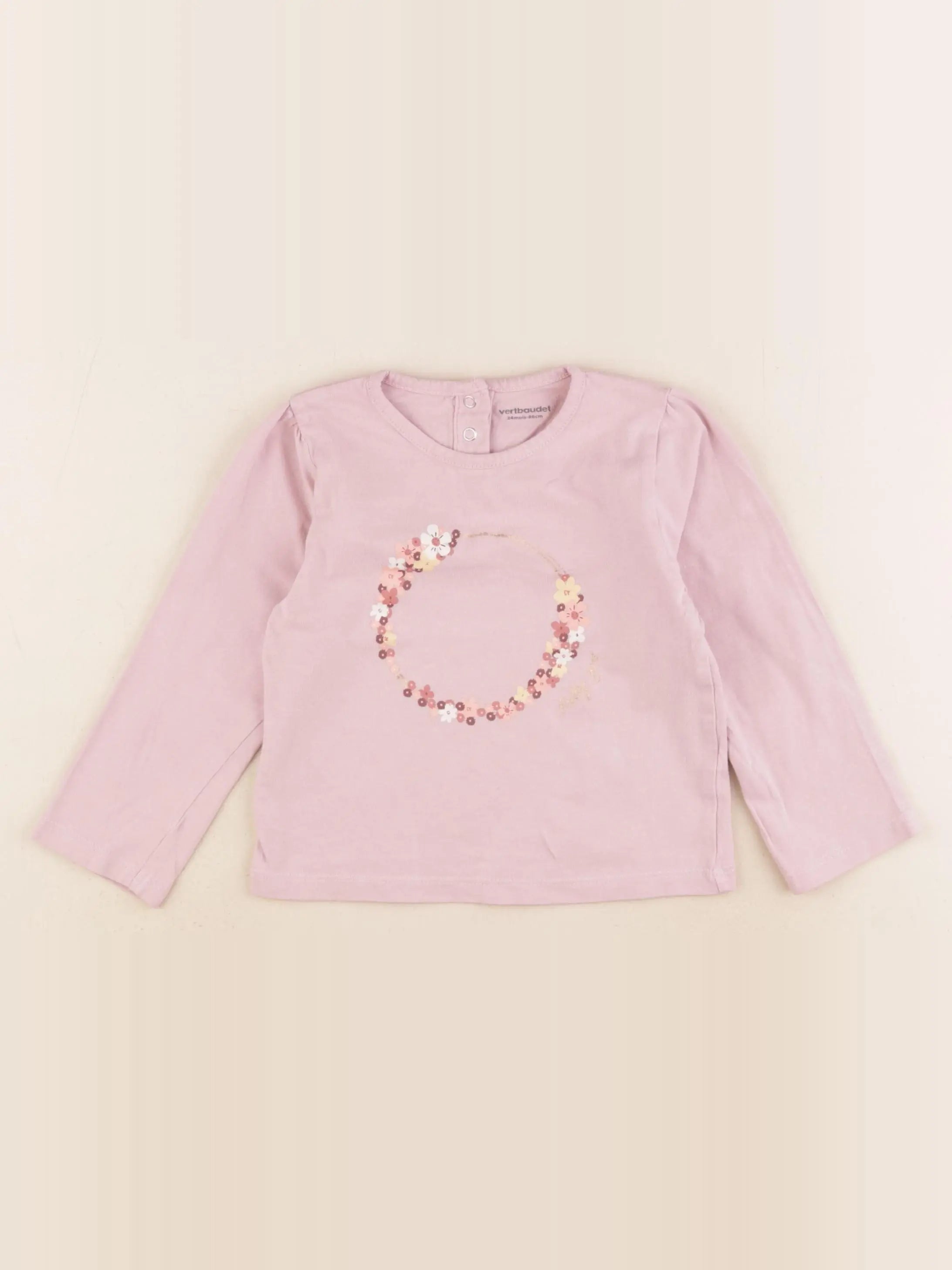 Vertbaudet - tee-shirt rose, or - 24 mois