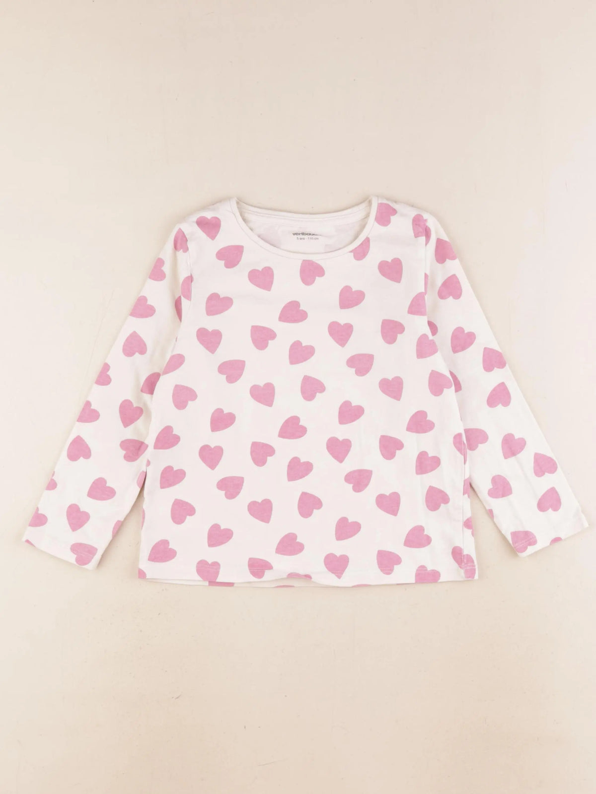 Vertbaudet - tee-shirt blanc, rose - 5 ans