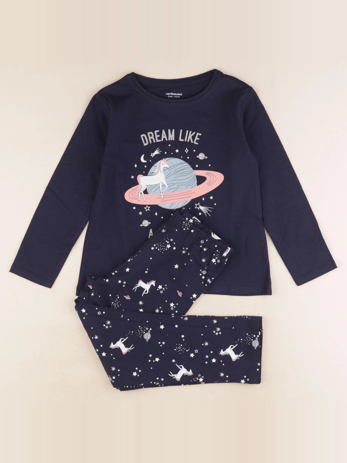 Vertbaudet - pyjama coton bleu - 5 ans