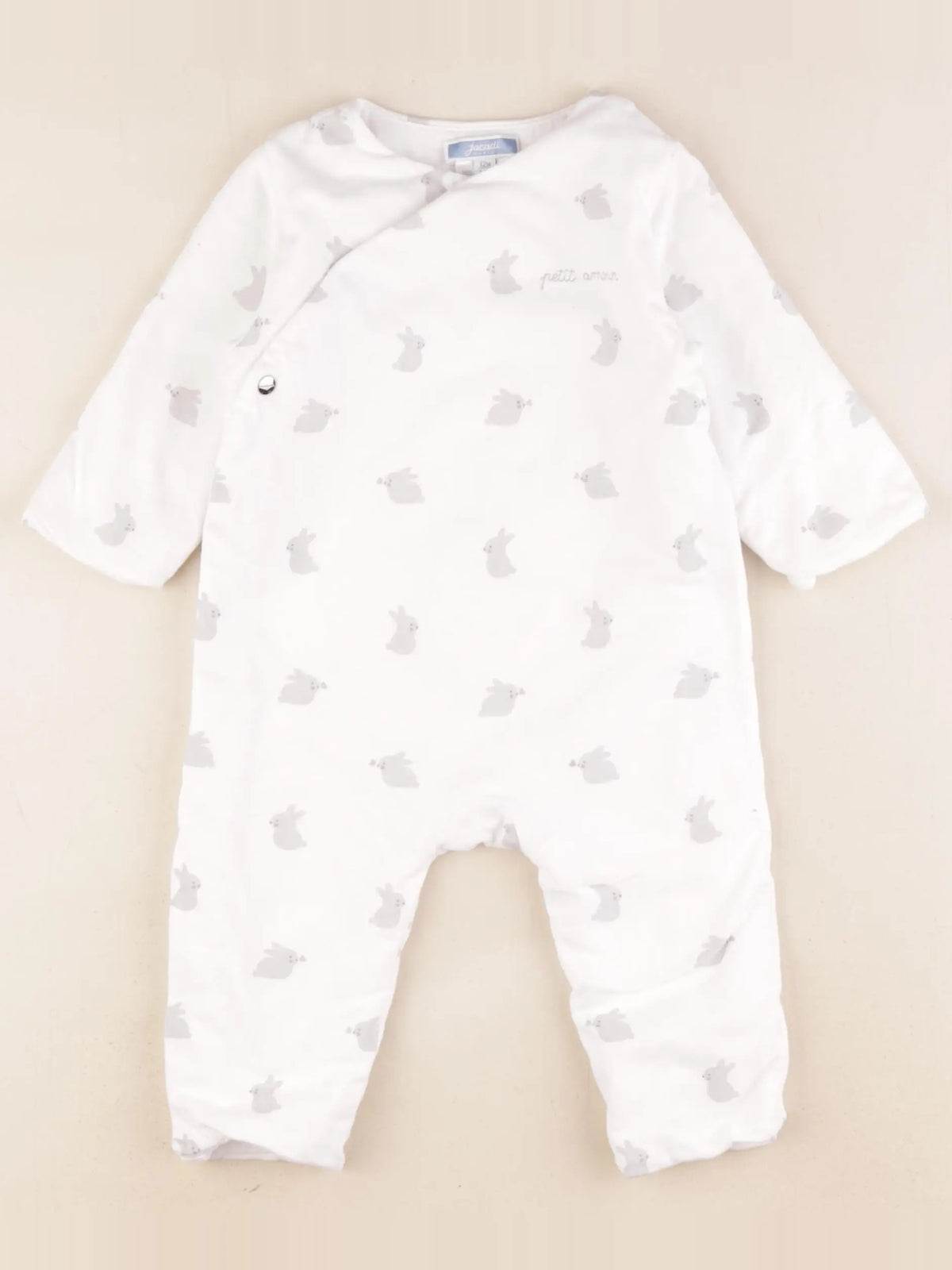 Jacadi - combinaison doublé blanc, gris - 12 mois