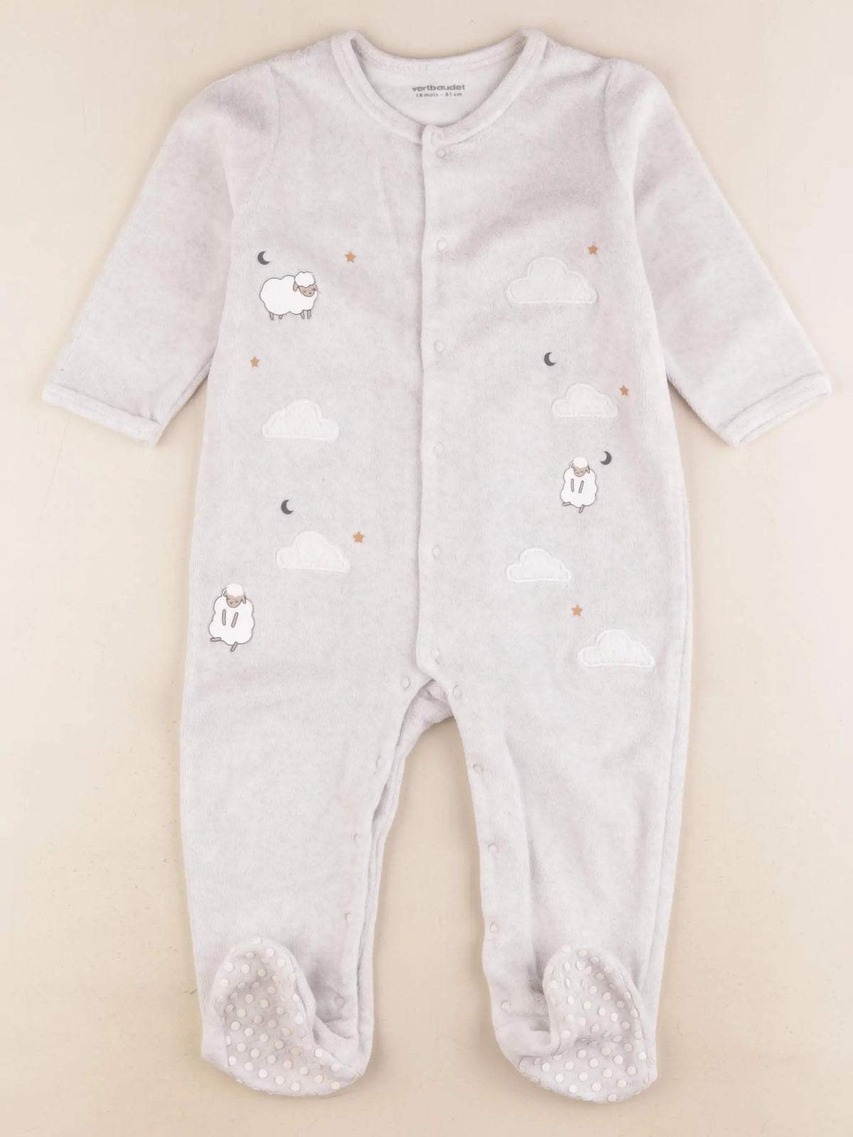 Vertbaudet - pyjama velours gris - 18 mois