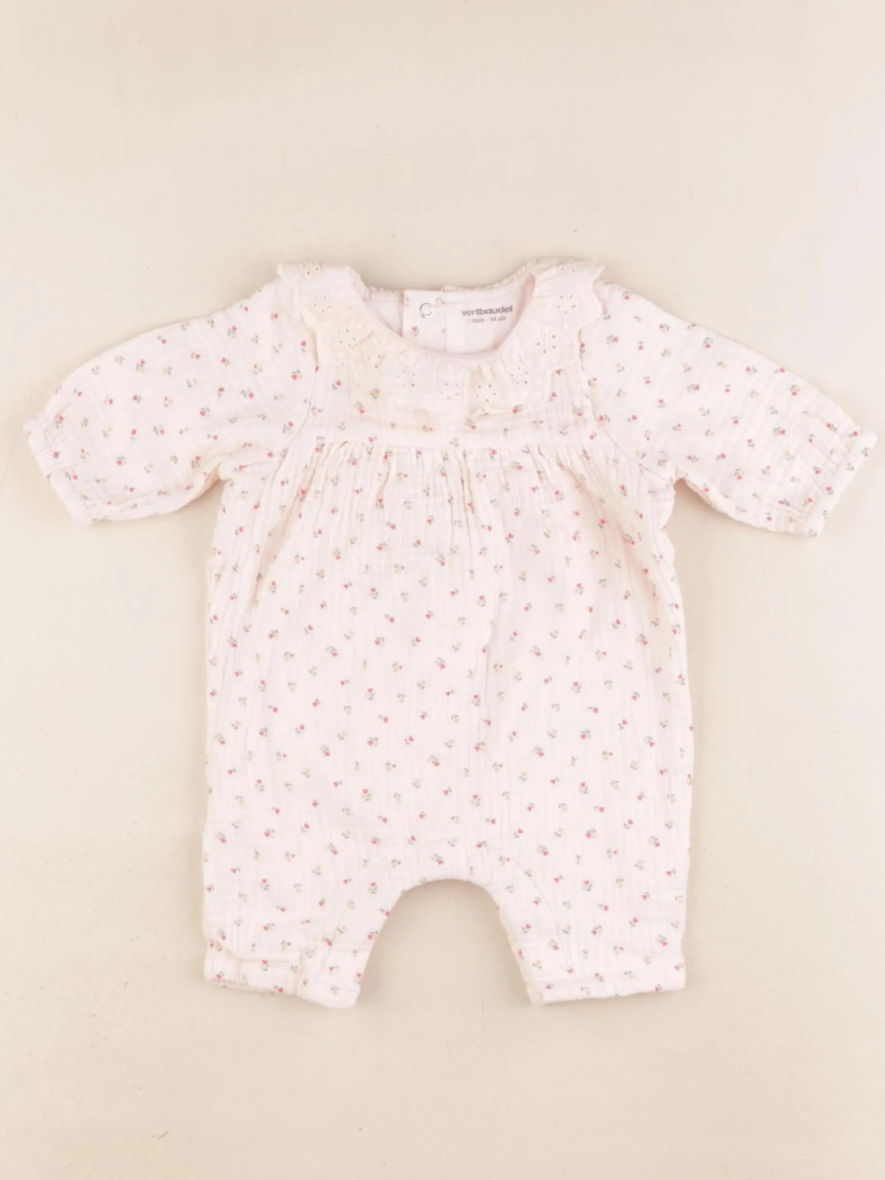 Vertbaudet - combinaison rose - 1 mois