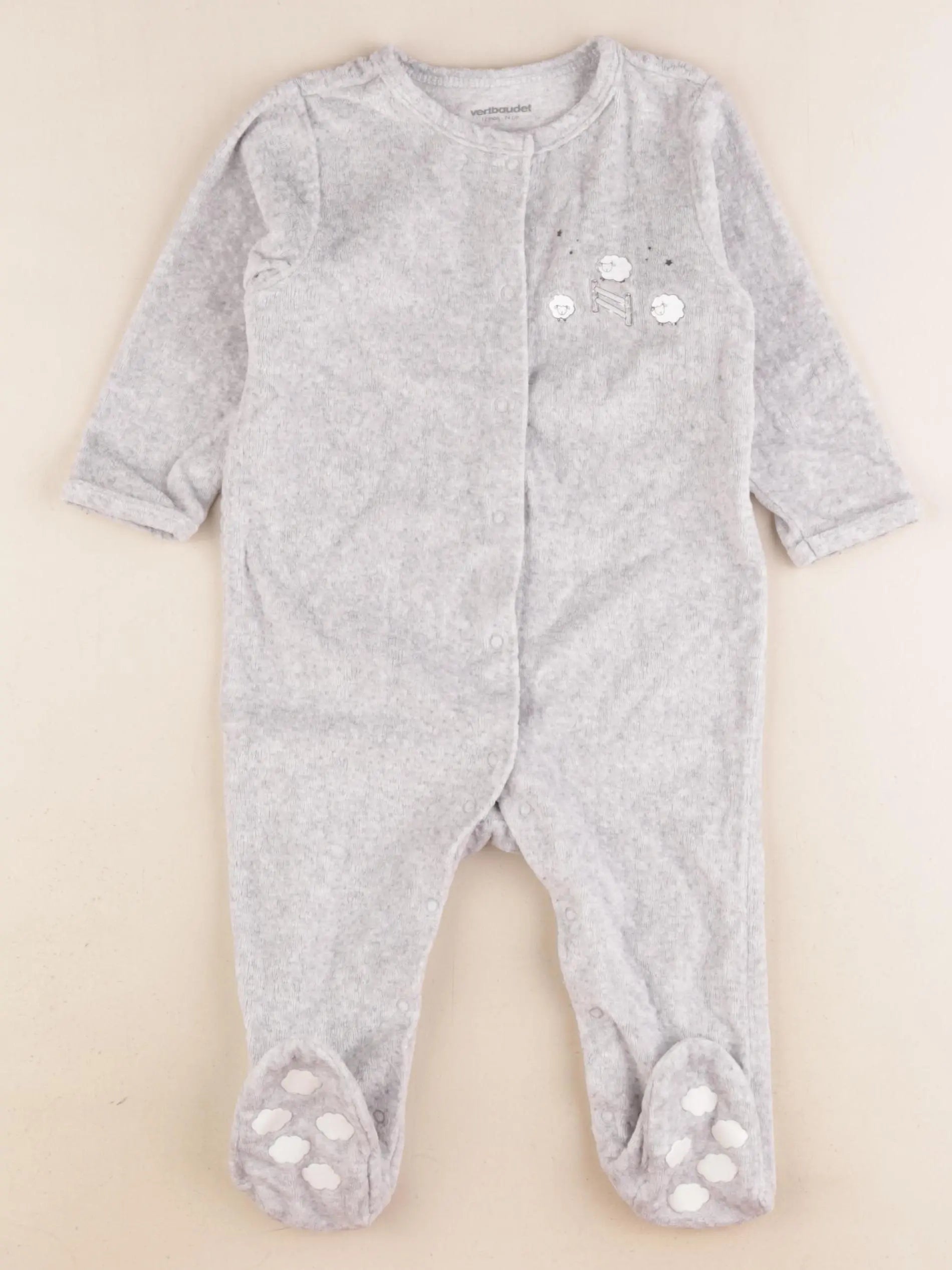 Vertbaudet - pyjama velours gris - 12 mois