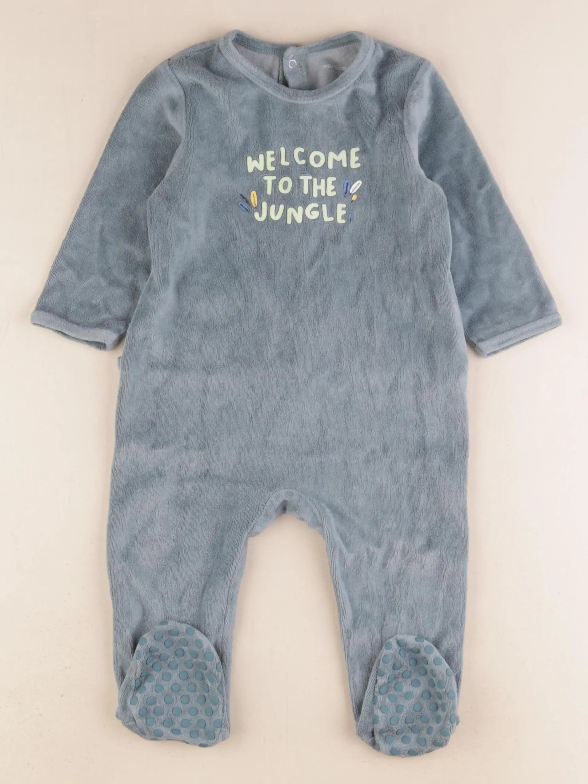 Vertbaudet - pyjama velours bleu - 12 mois