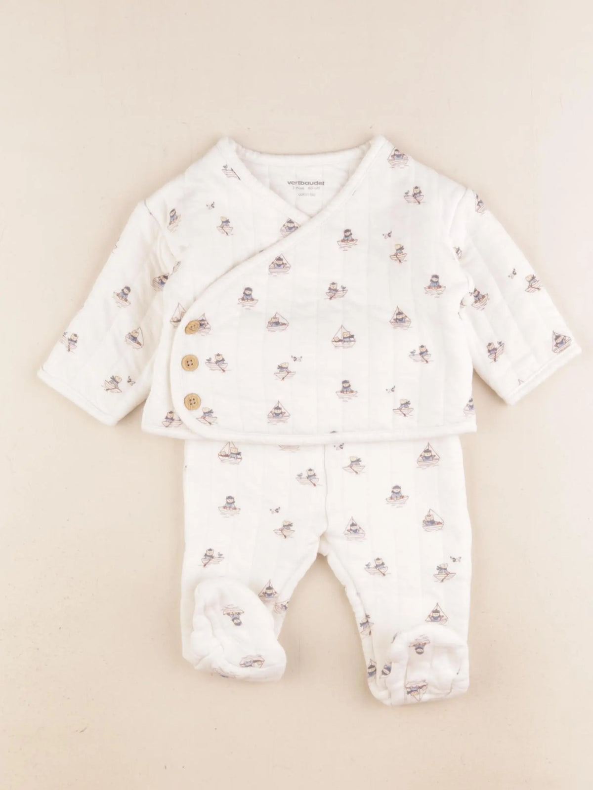 Vertbaudet - pyjama coton blanc - 3 mois