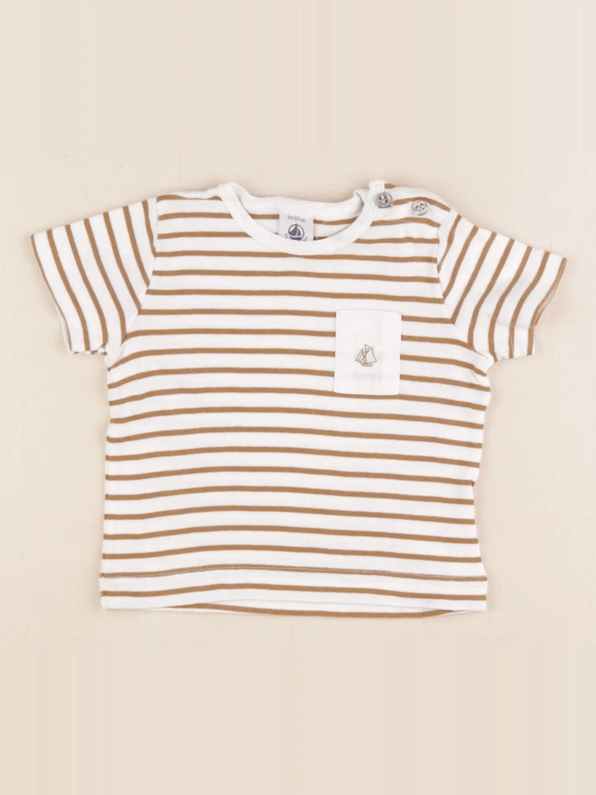 Petit Bateau - tee-shirt marron - 6 mois