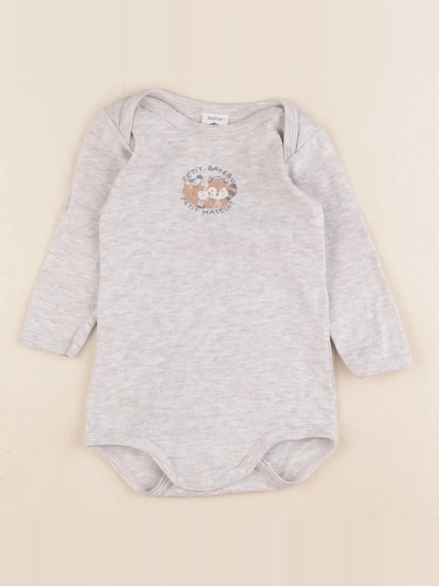 Petit Bateau - body gris - 6 mois
