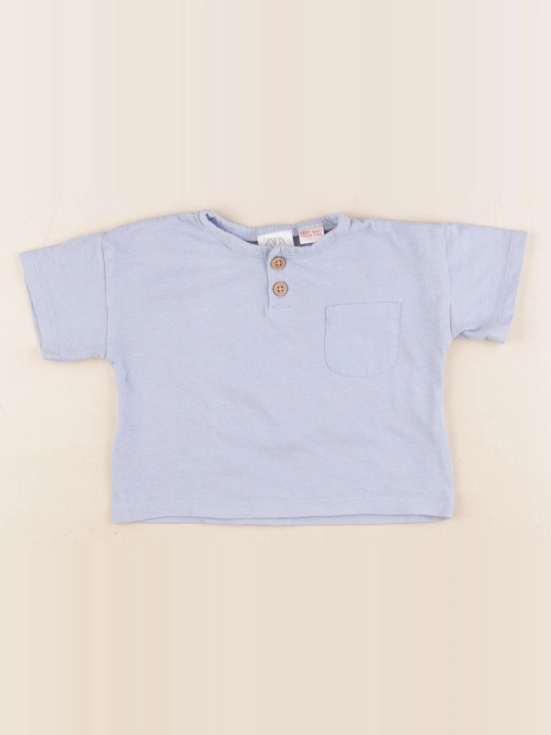 Zara - tee-shirt bleu - 6/9 mois