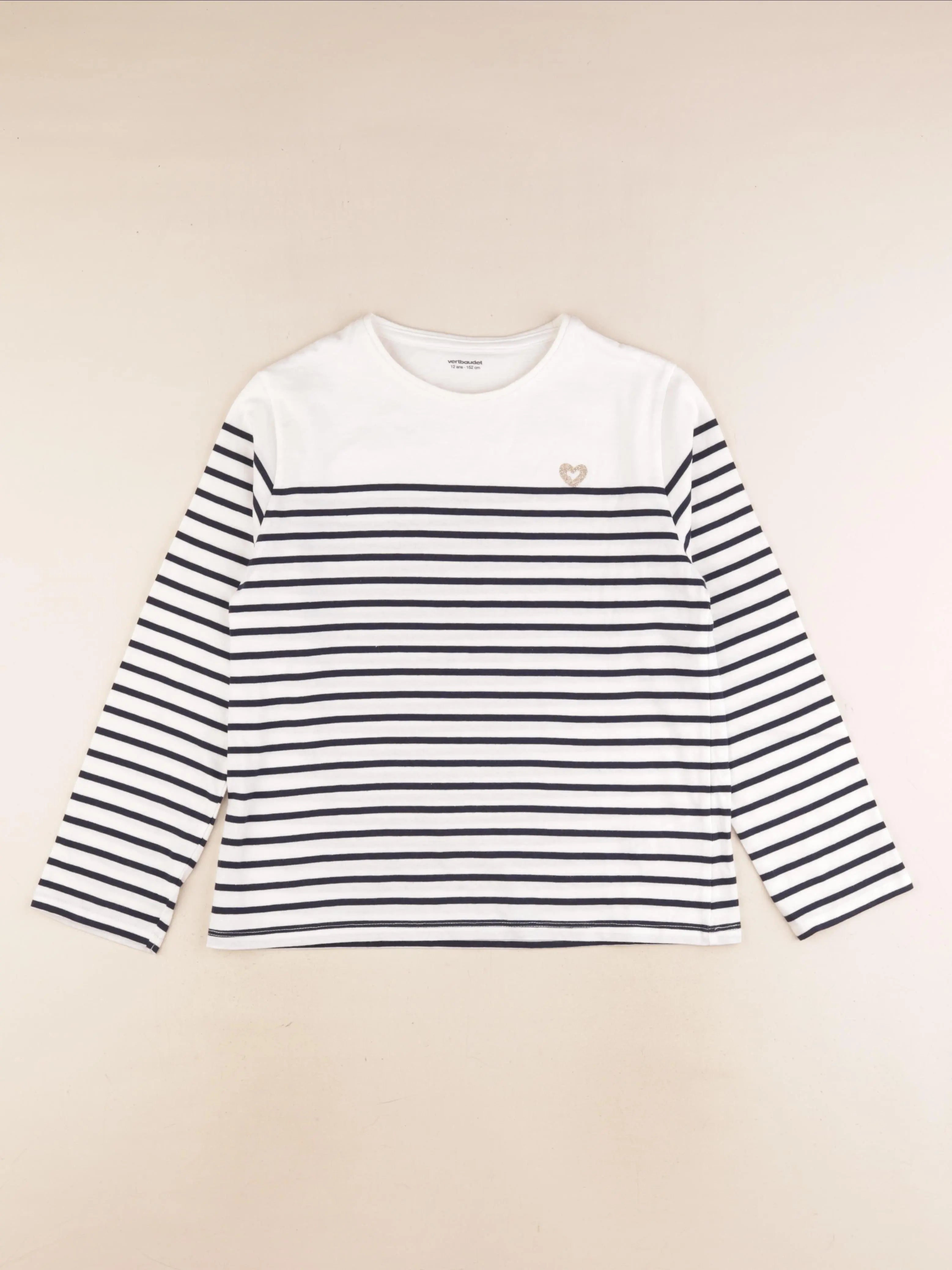 Vertbaudet - tee-shirt blanc, bleu - 12 ans