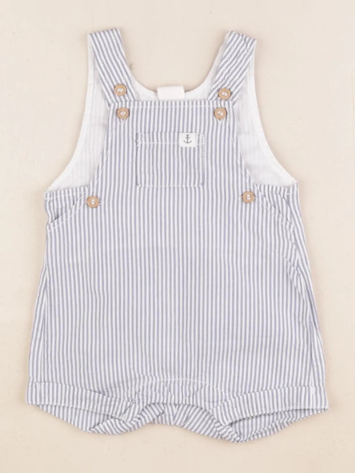 H&M - salopette blanc, bleu - 1/2 mois