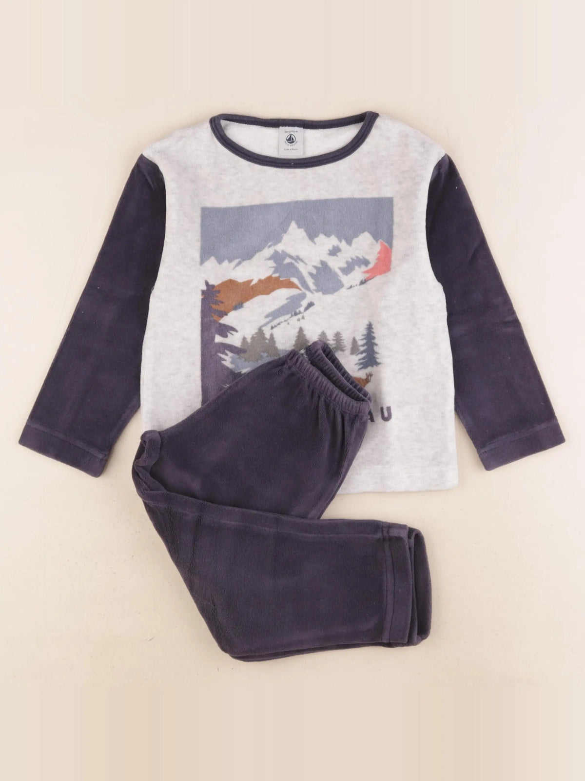 Petit Bateau - pyjama velours bleu - 3 ans