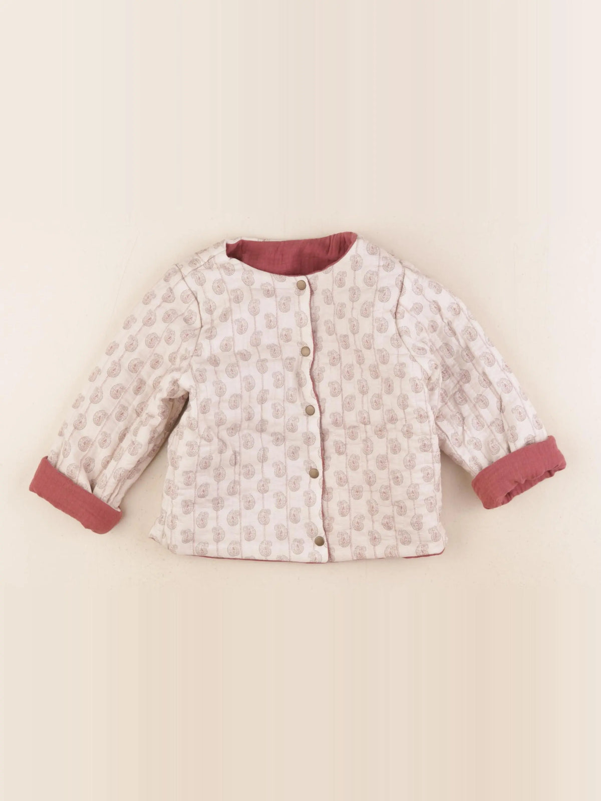 Natalys - veste réversible rose, beige - 18 mois