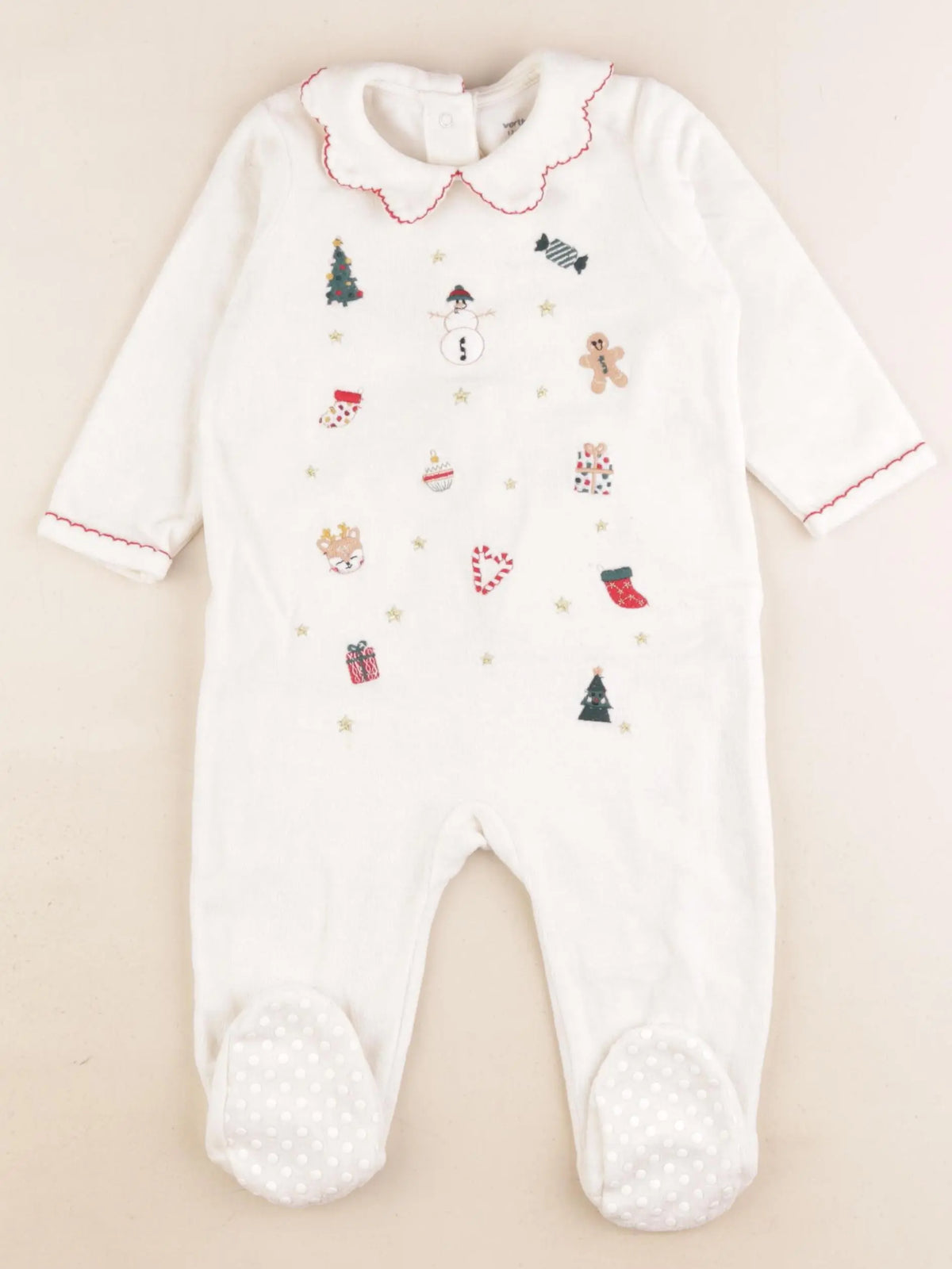 Vertbaudet - pyjama velours blanc, or - 12 mois
