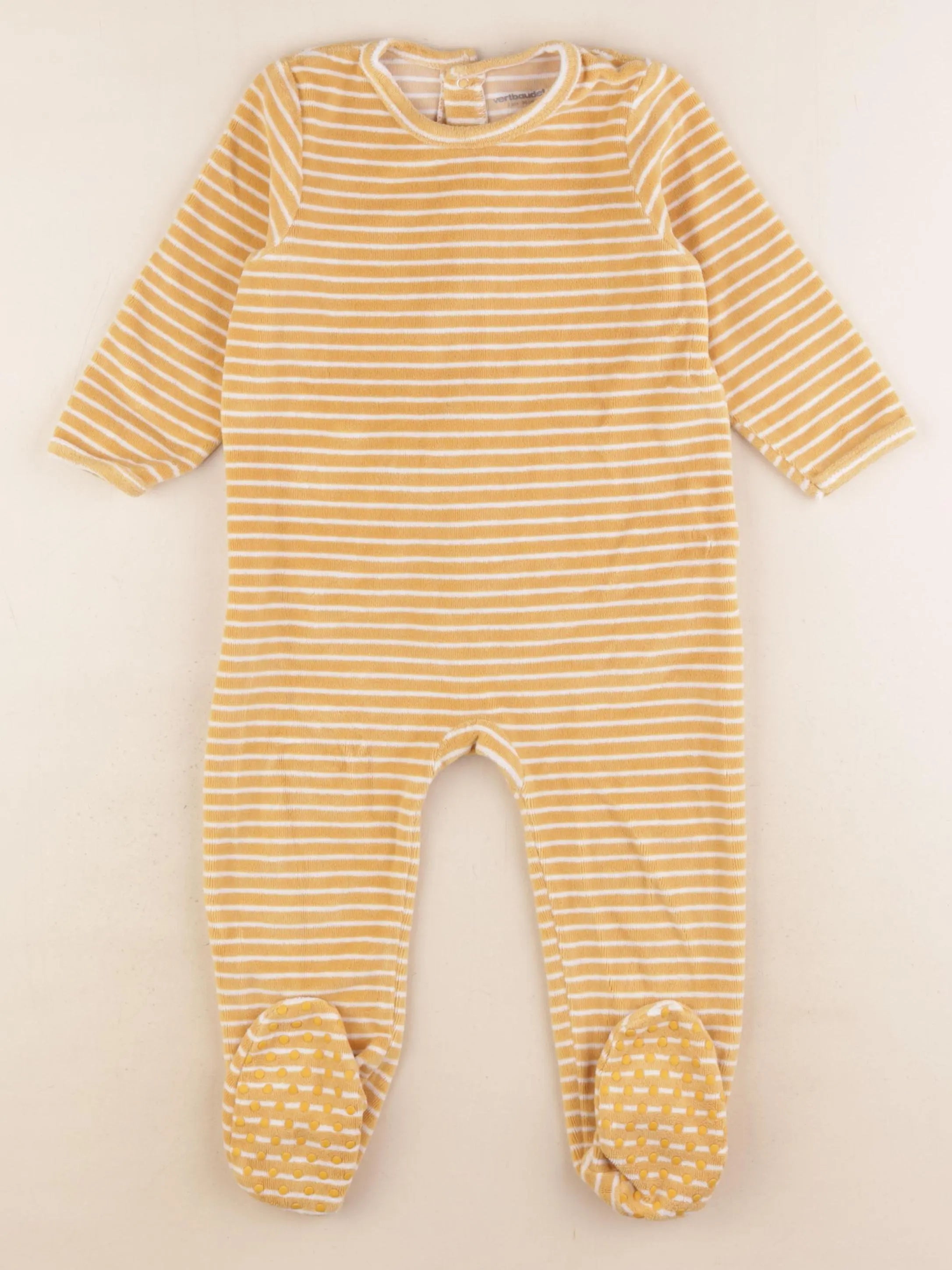 Vertbaudet - pyjama velours jaune, blanc - 2 ans