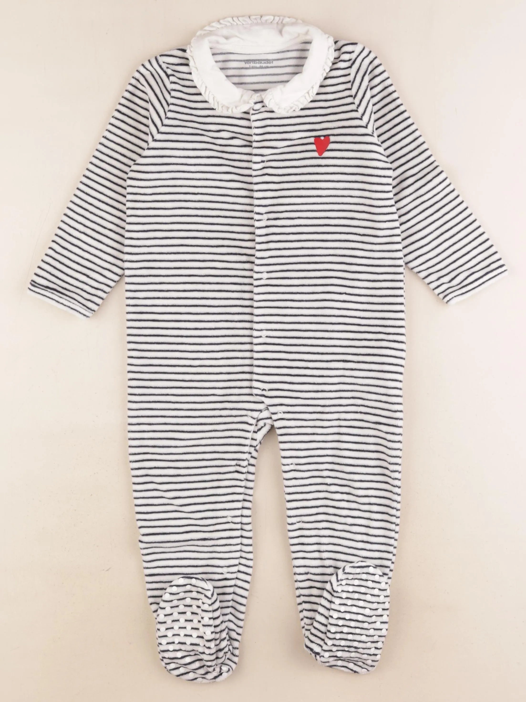 Vertbaudet - pyjama velours blanc, bleu - 2 ans
