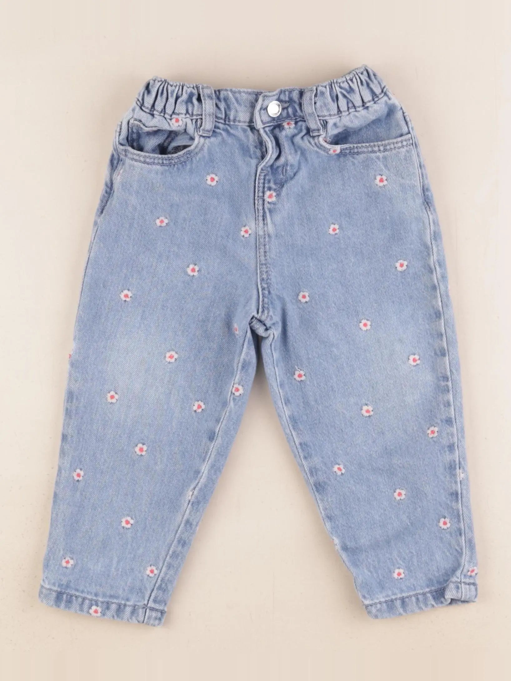 Vertbaudet - jean bleu, rose - 18 mois