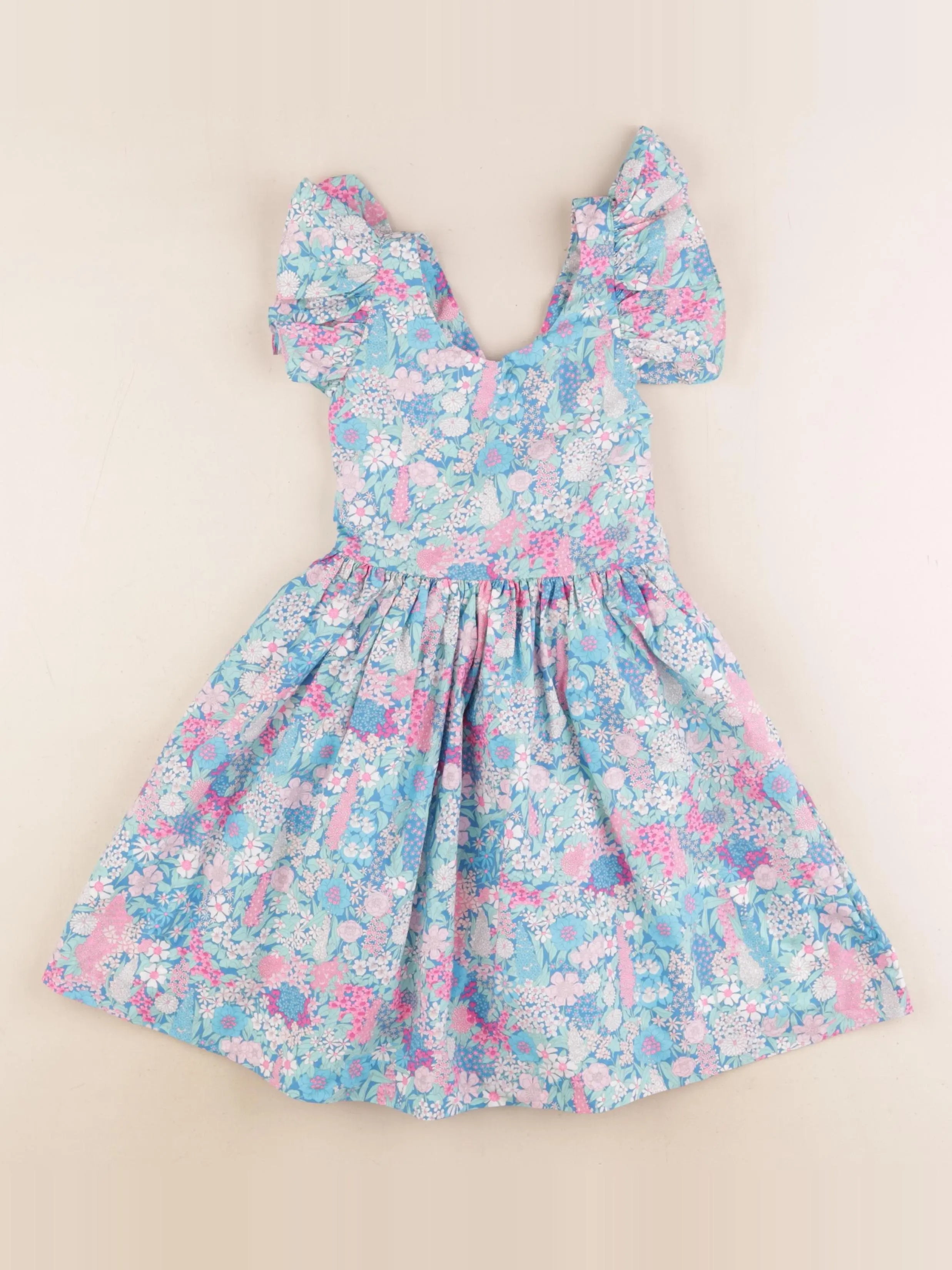 Jacadi - robe liberty bleu, rose - 5 ans