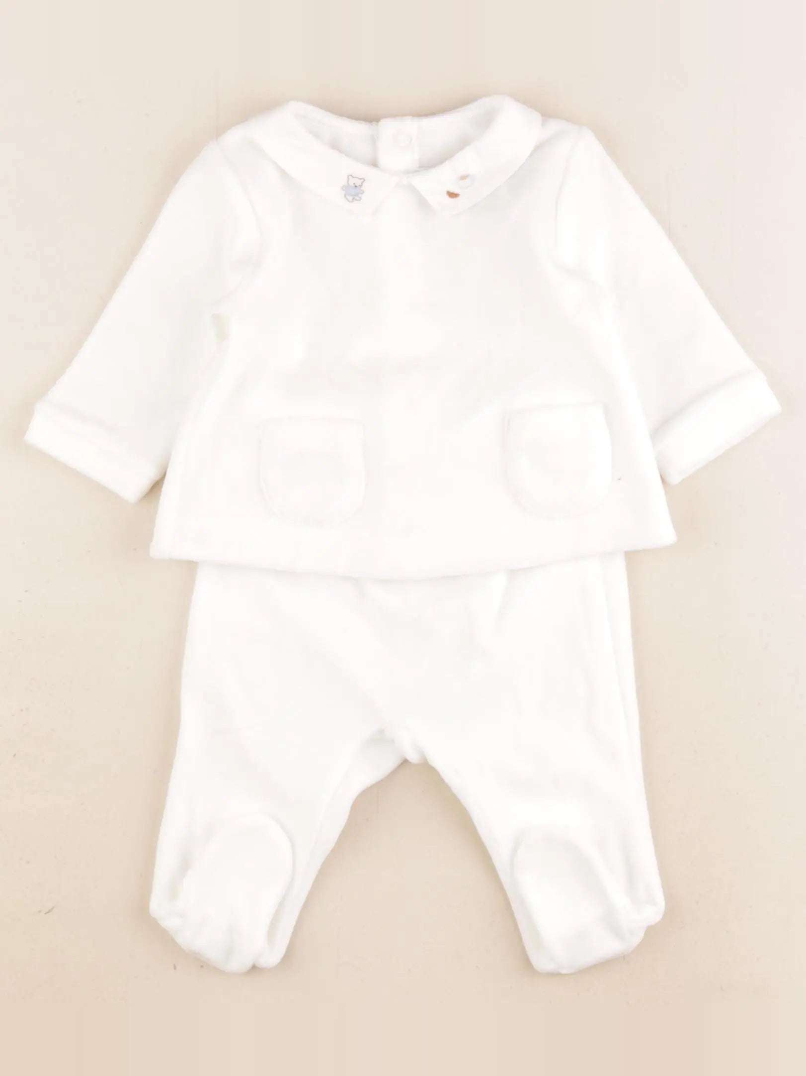 Jacadi - pyjama velours blanc - 1 mois
