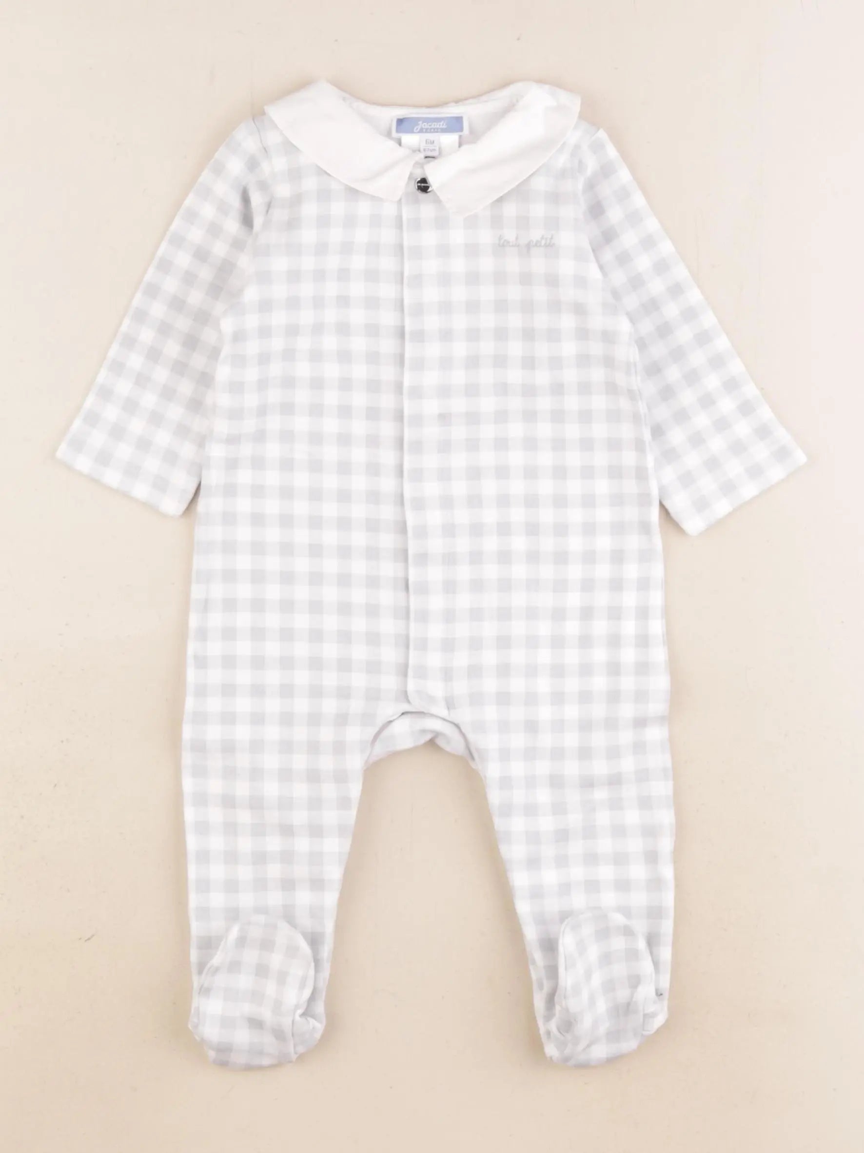 Jacadi - pyjama coton gris, blanc - 6 mois