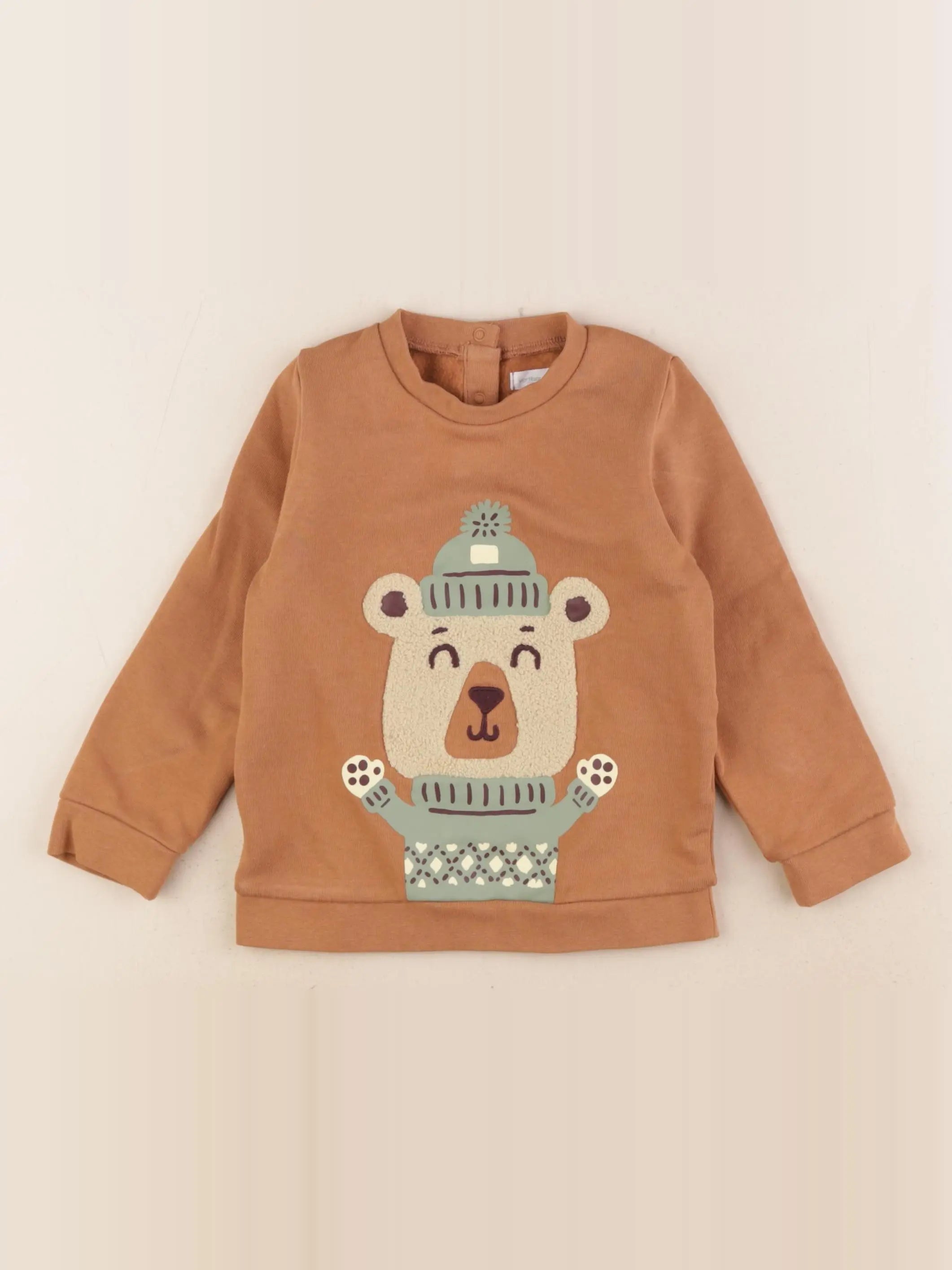 Vertbaudet - sweat marron - 24 mois