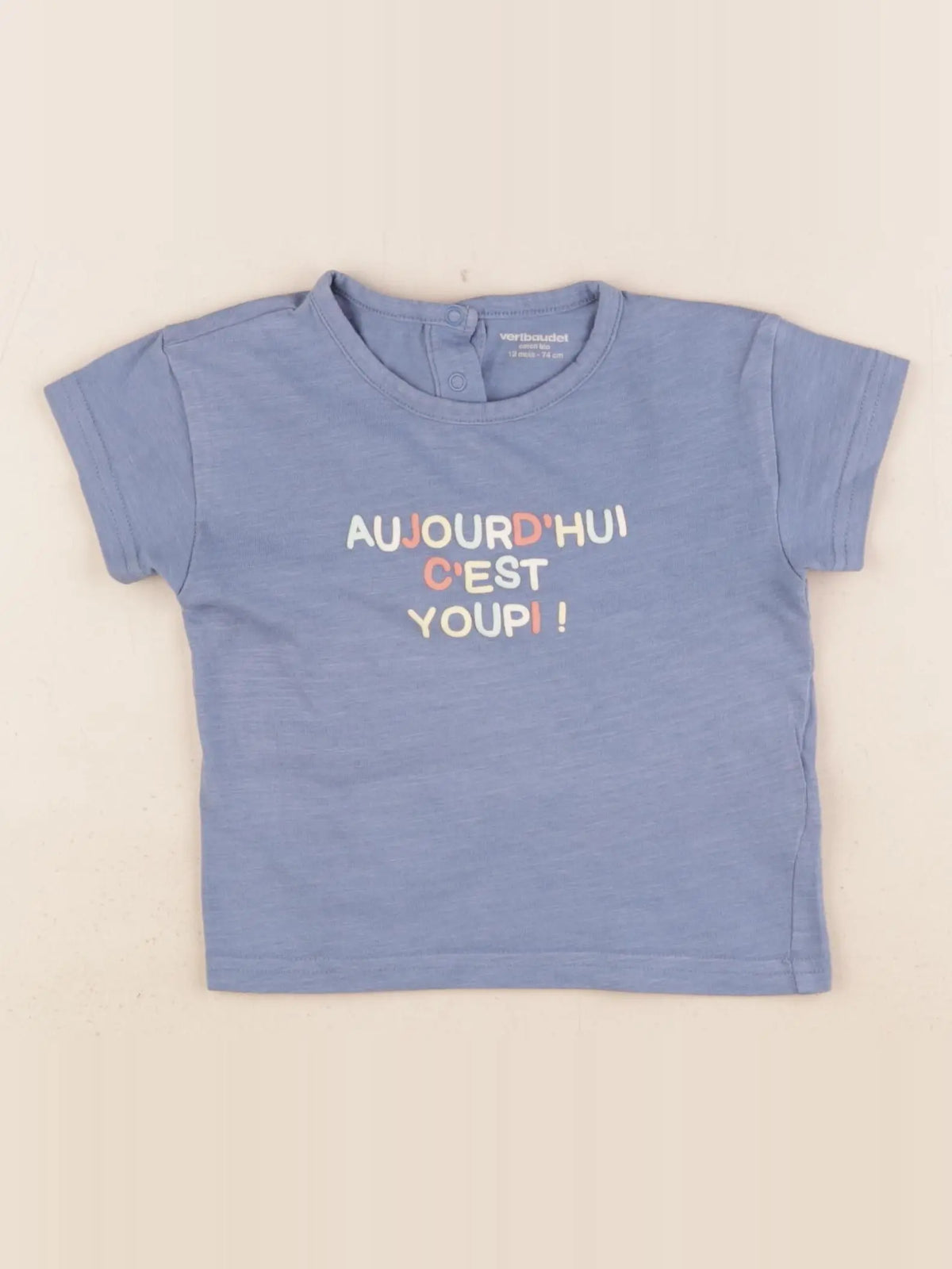 Vertbaudet - tee-shirt bleu - 12 mois
