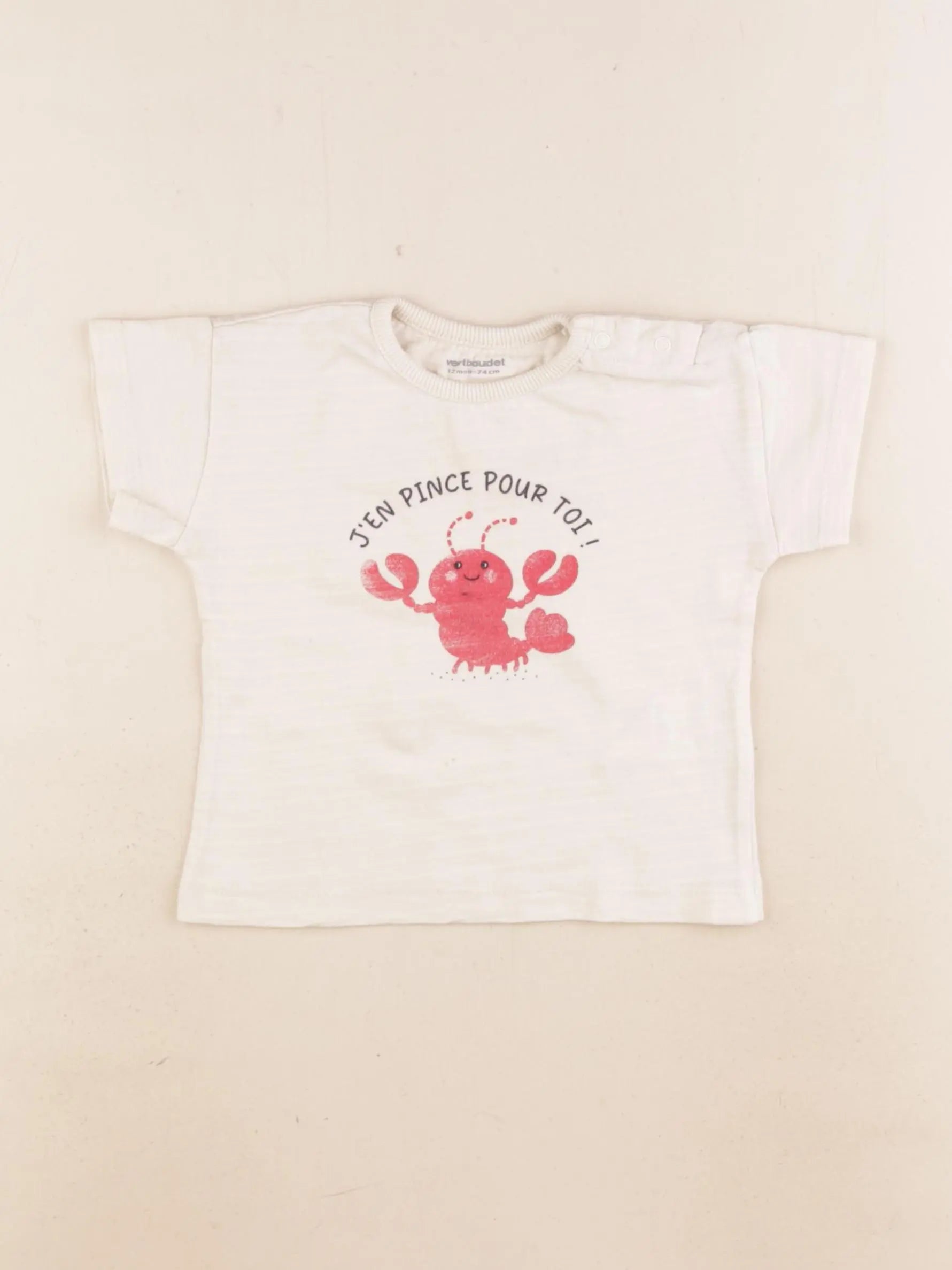 Vertbaudet - tee-shirt beige - 12 mois