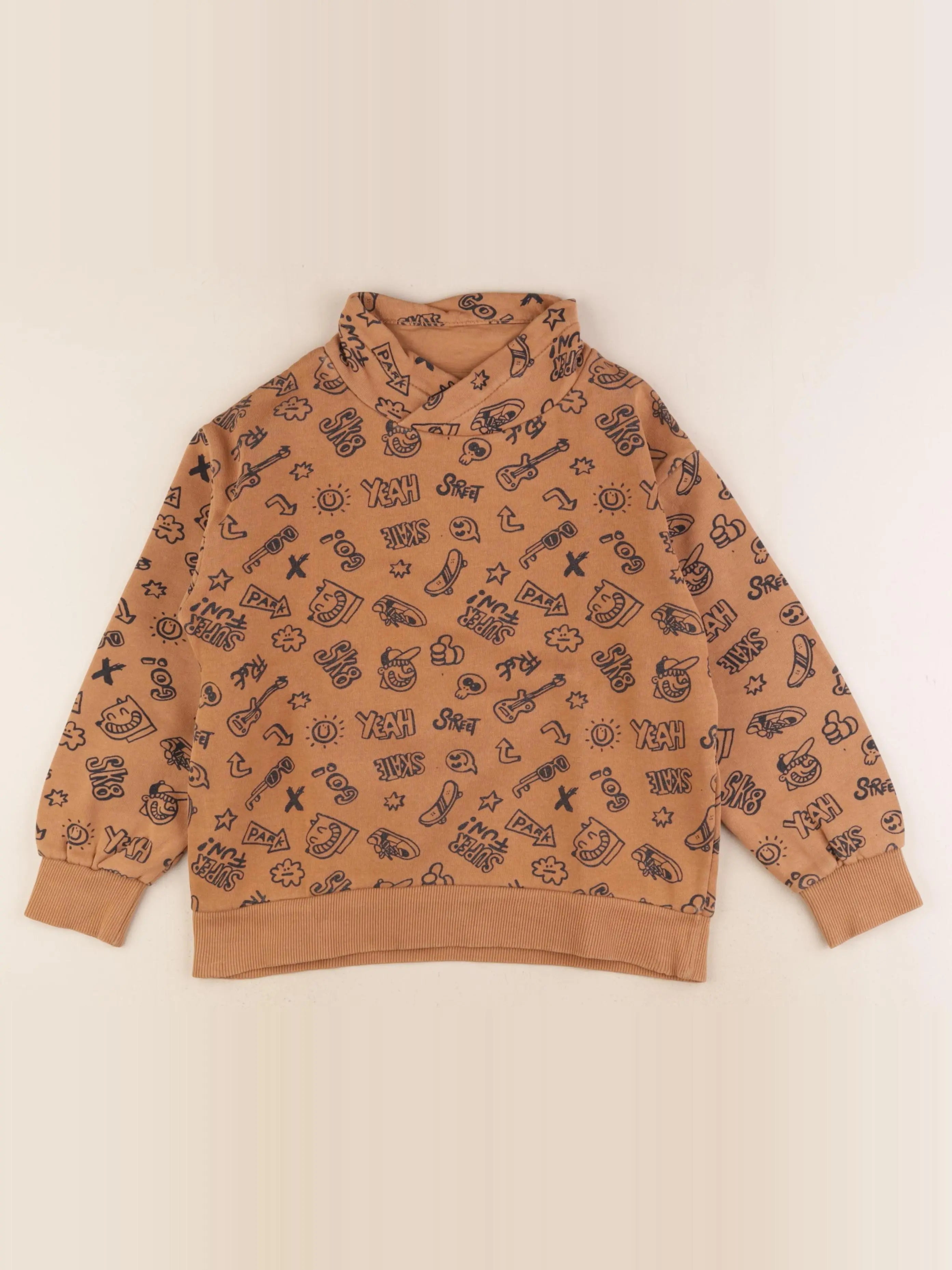 Vertbaudet - sweat marron - 8 ans