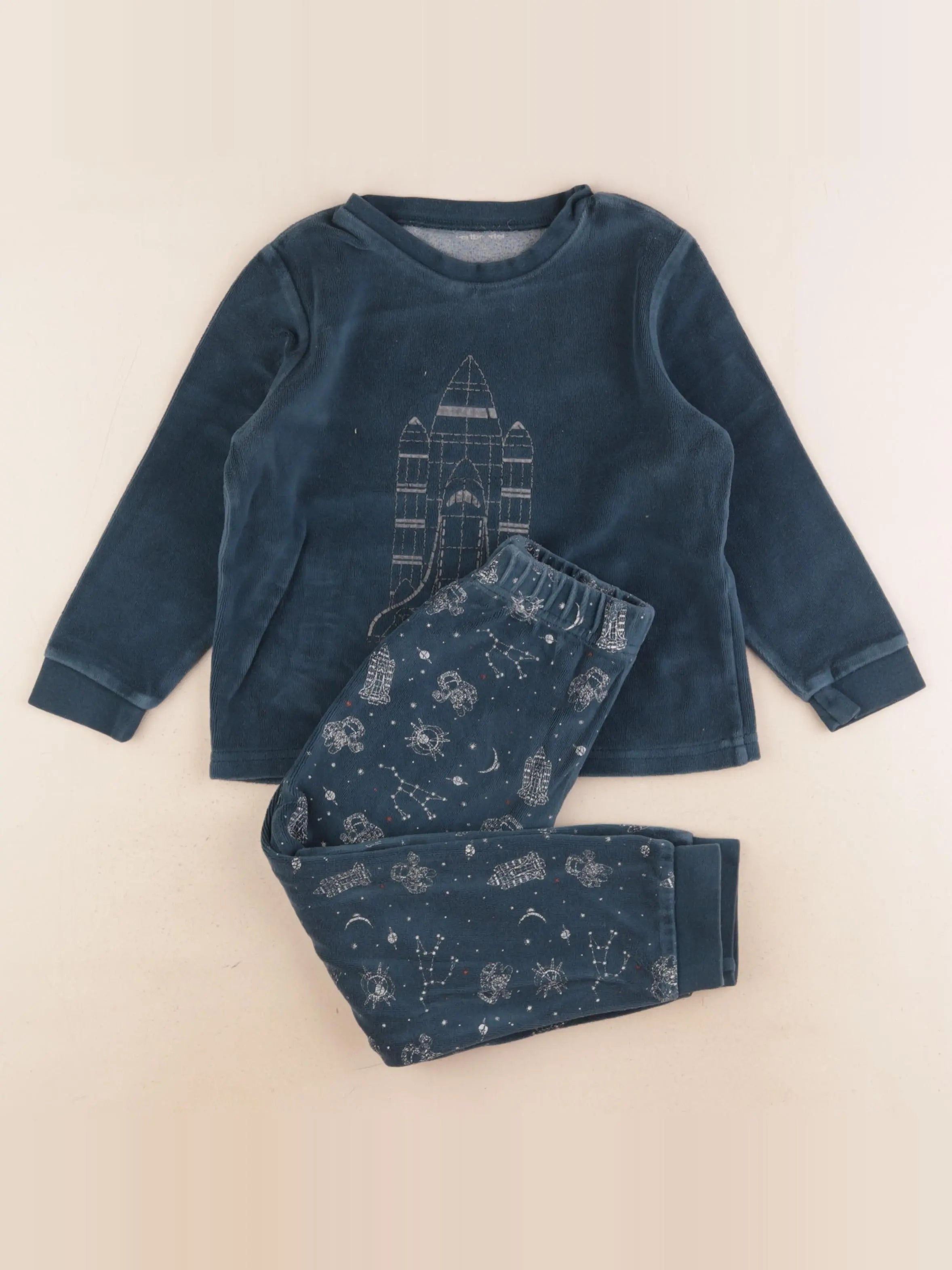 Vertbaudet - pyjama velours vert - 5 ans