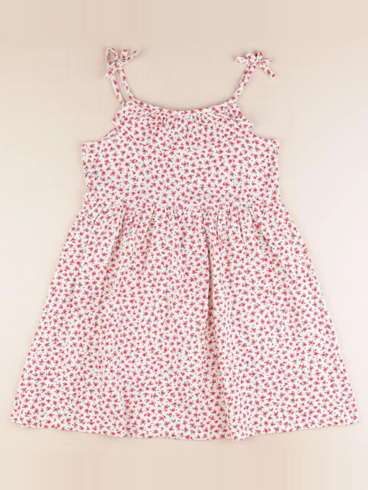 Vertbaudet - robe rouge, blanc - 10 ans