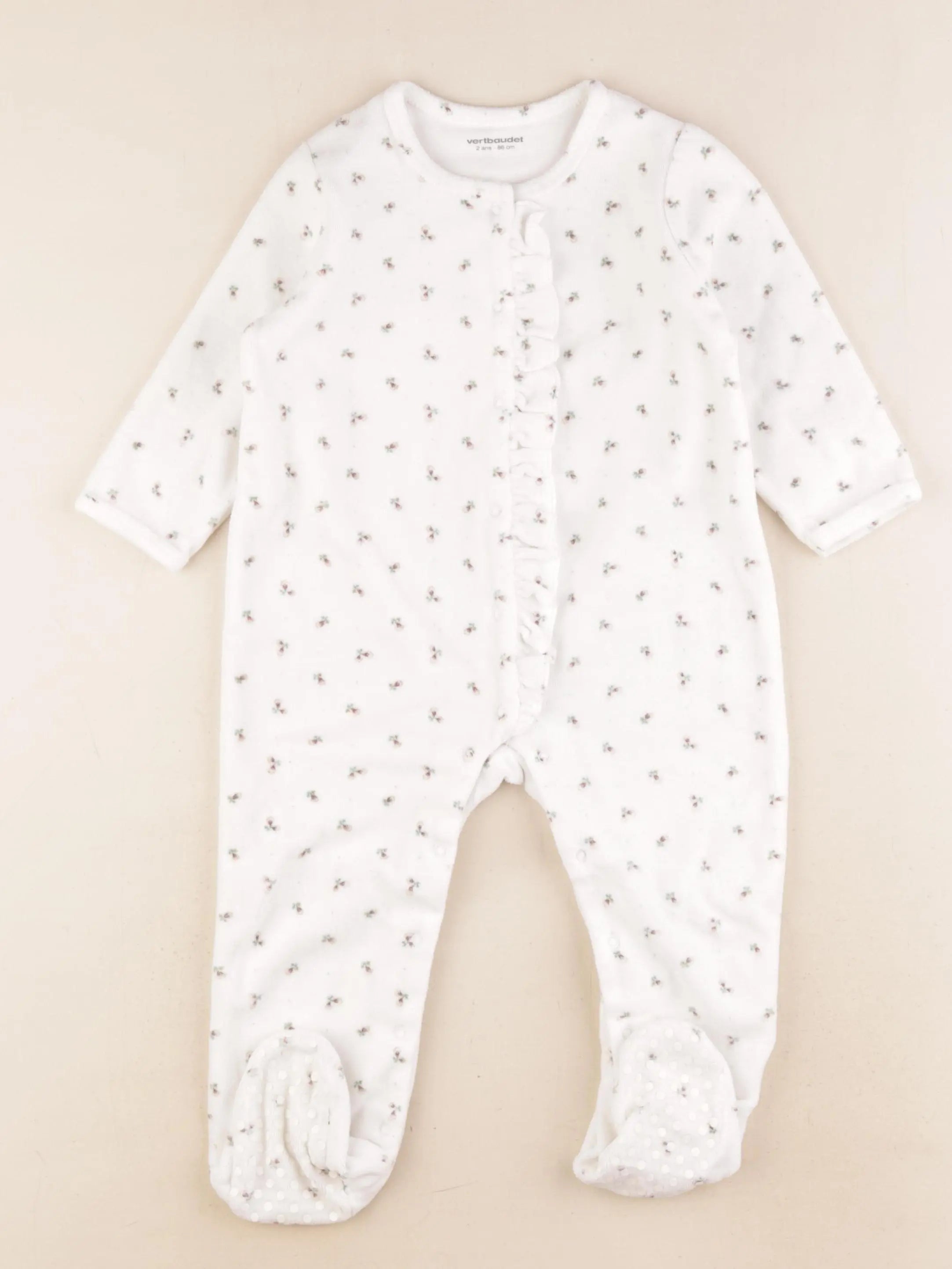 Vertbaudet - pyjama velours blanc - 2 ans