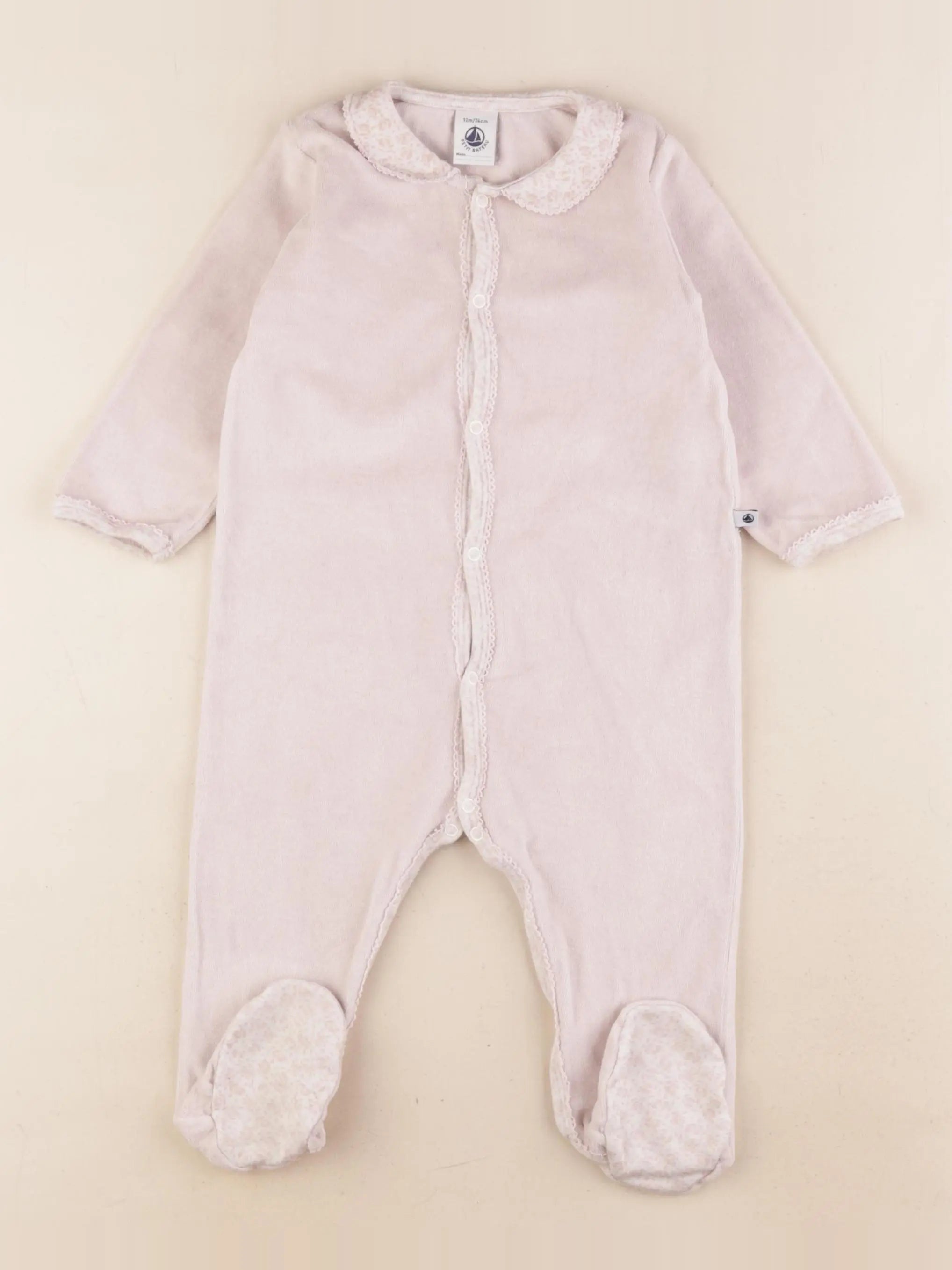 Petit Bateau - pyjama velours rose - 12 mois