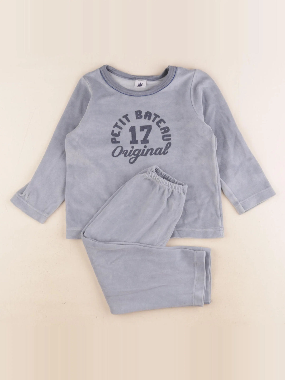 Petit Bateau - pyjama velours bleu - 3 ans