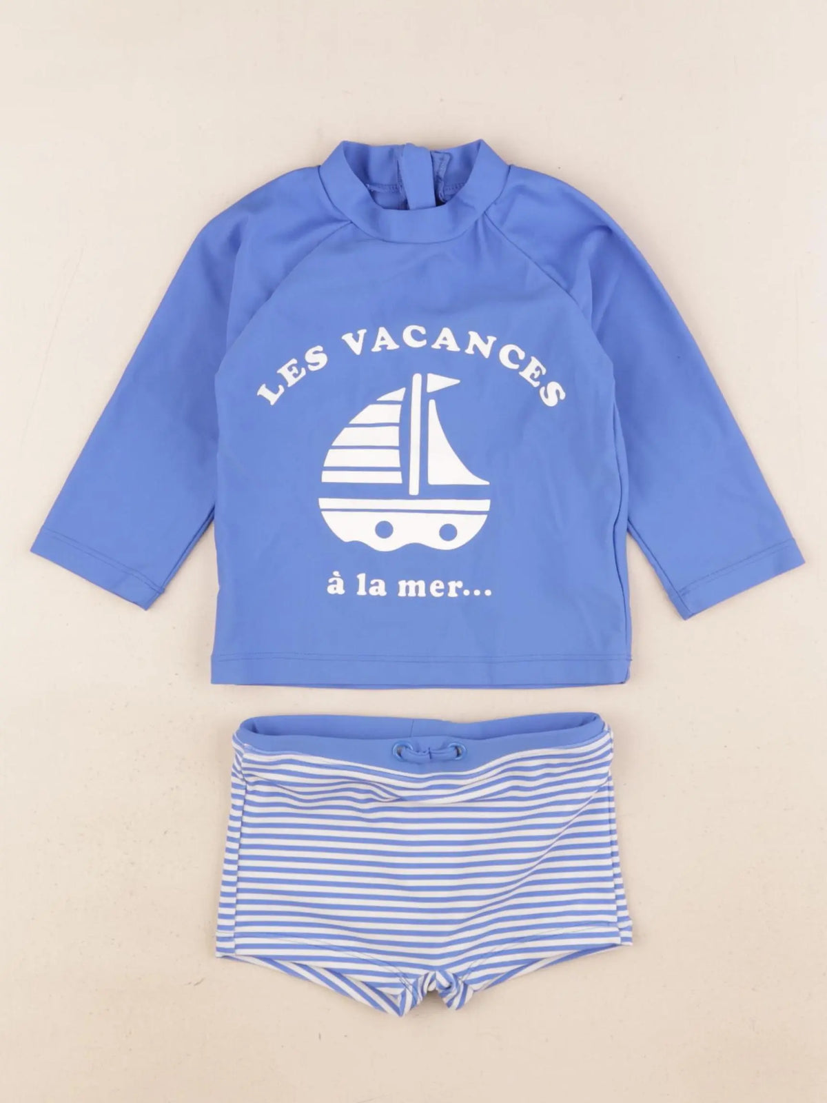 Vertbaudet - ensemble de bain bleu - 6/9 mois
