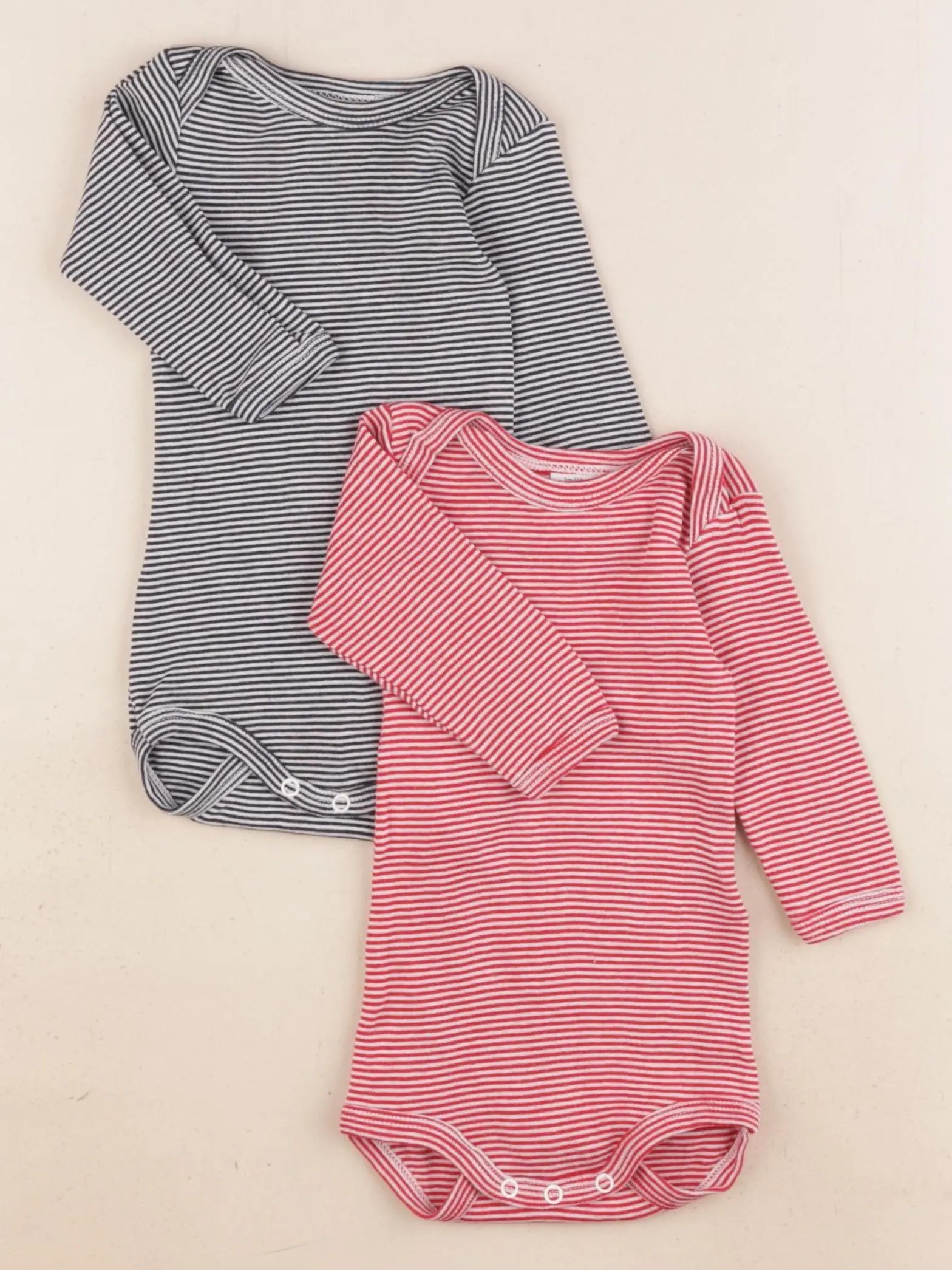 Petit Bateau - lot de 2 bodies en coton bleu, rouge - 3 mois