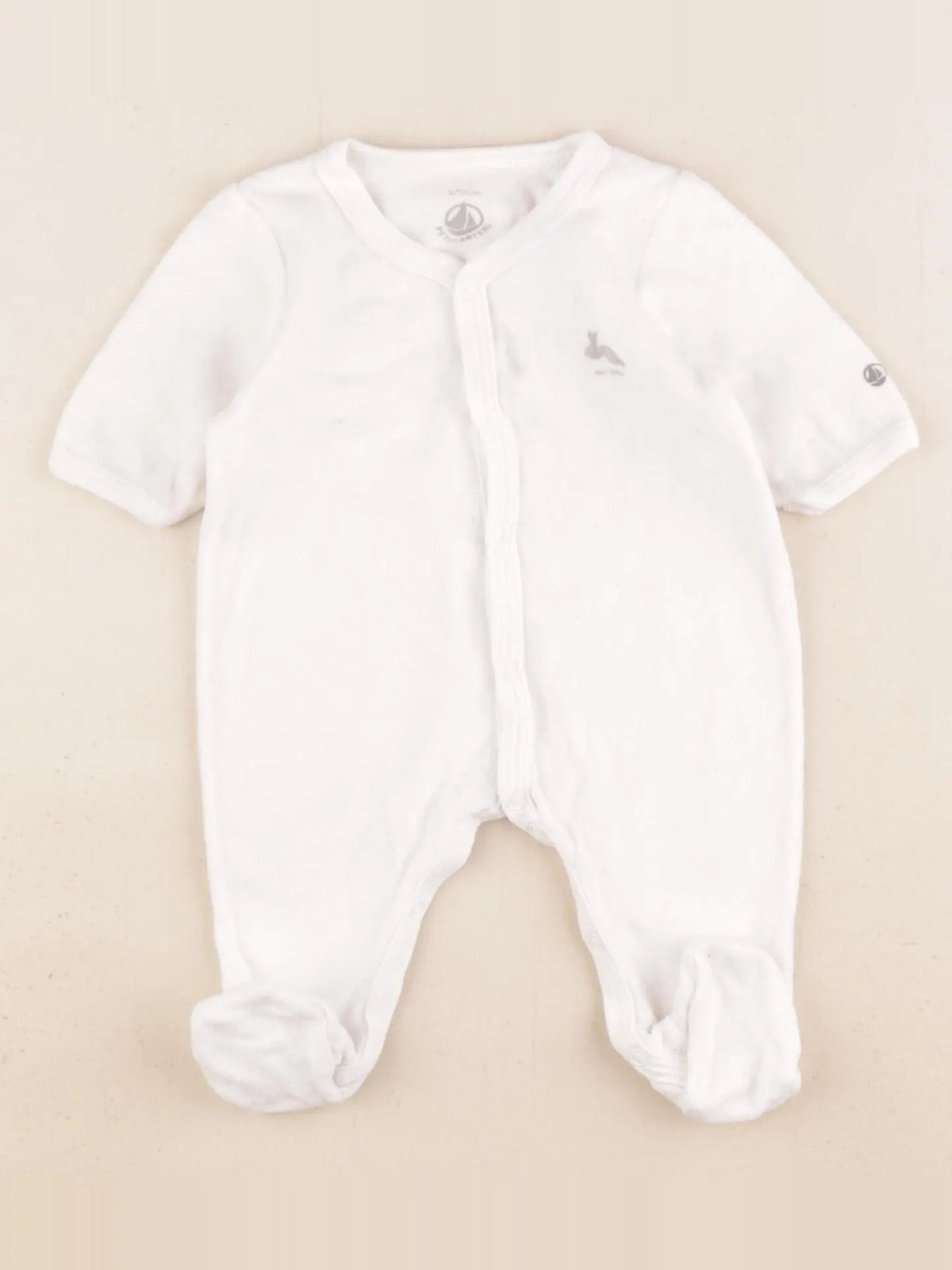 Petit Bateau - pyjama velours beige - 0 mois
