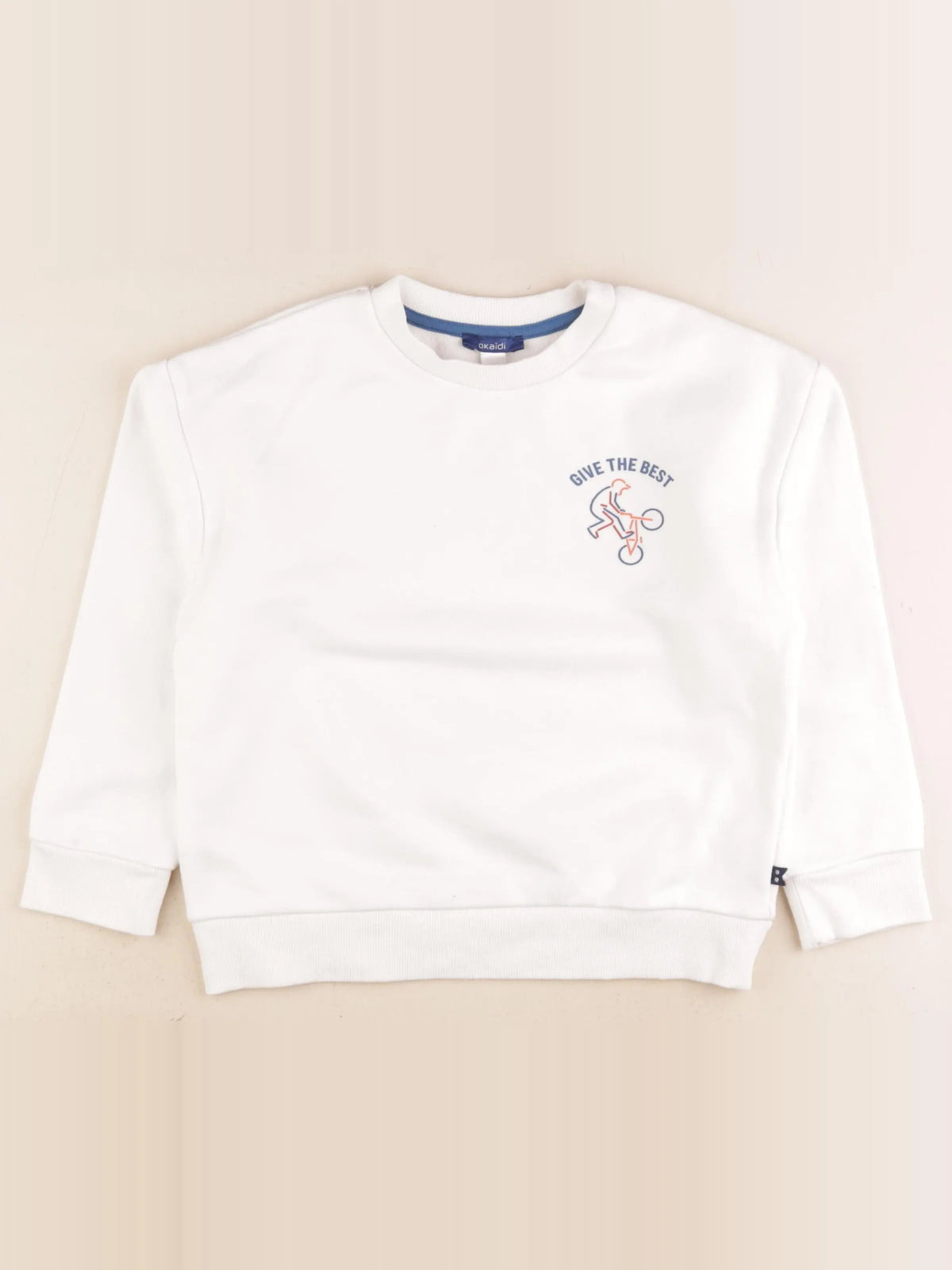 Okaidi - sweat imprimé au dos blanc - 8 ans