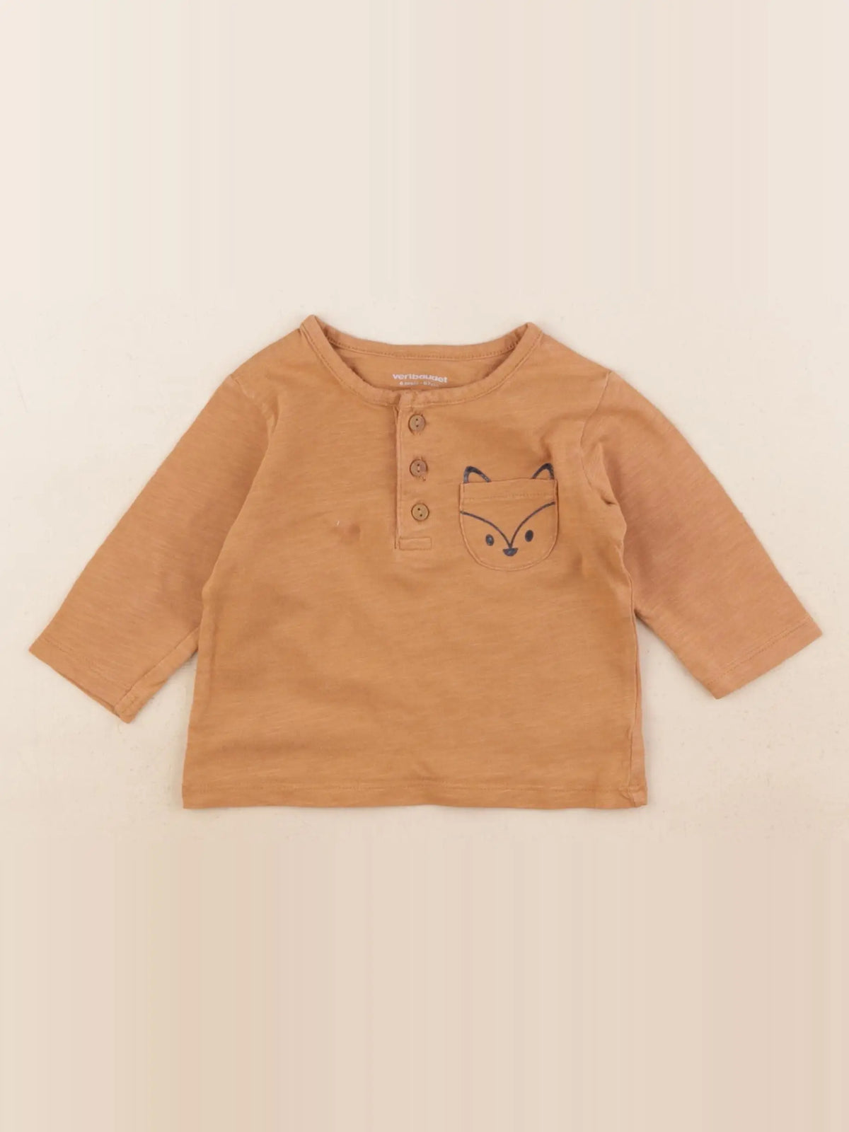 Vertbaudet - tee-shirt marron - 6 mois
