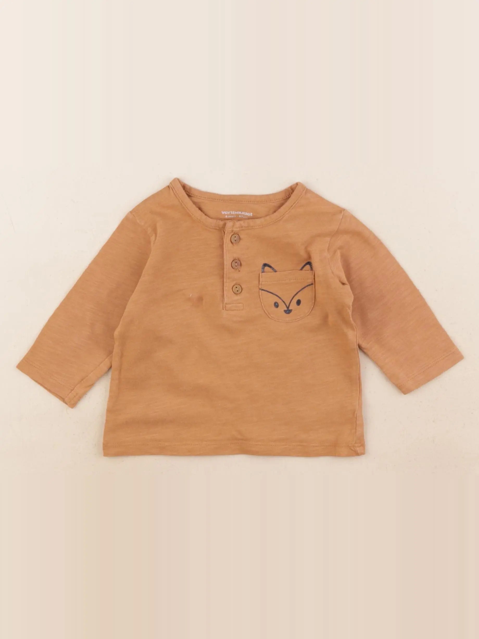 Vertbaudet - tee-shirt marron - 6 mois