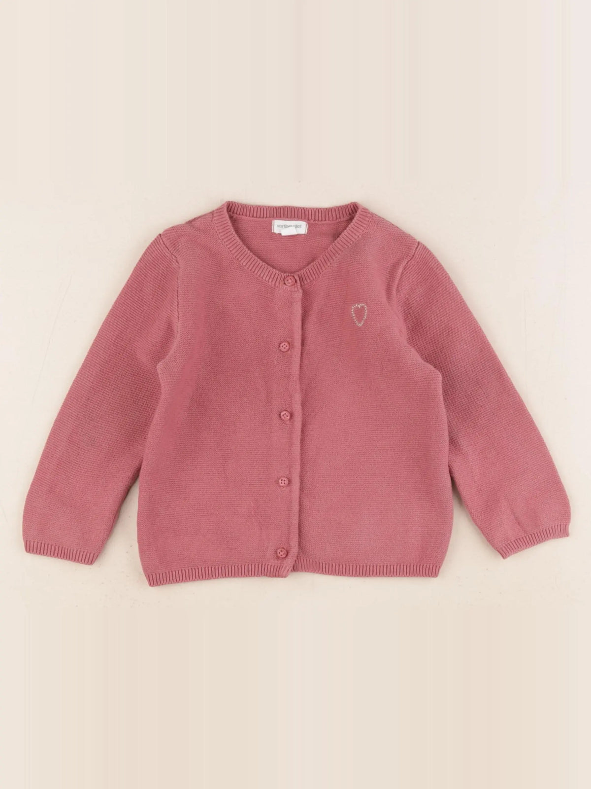 Vertbaudet - gilet rose - 12 mois