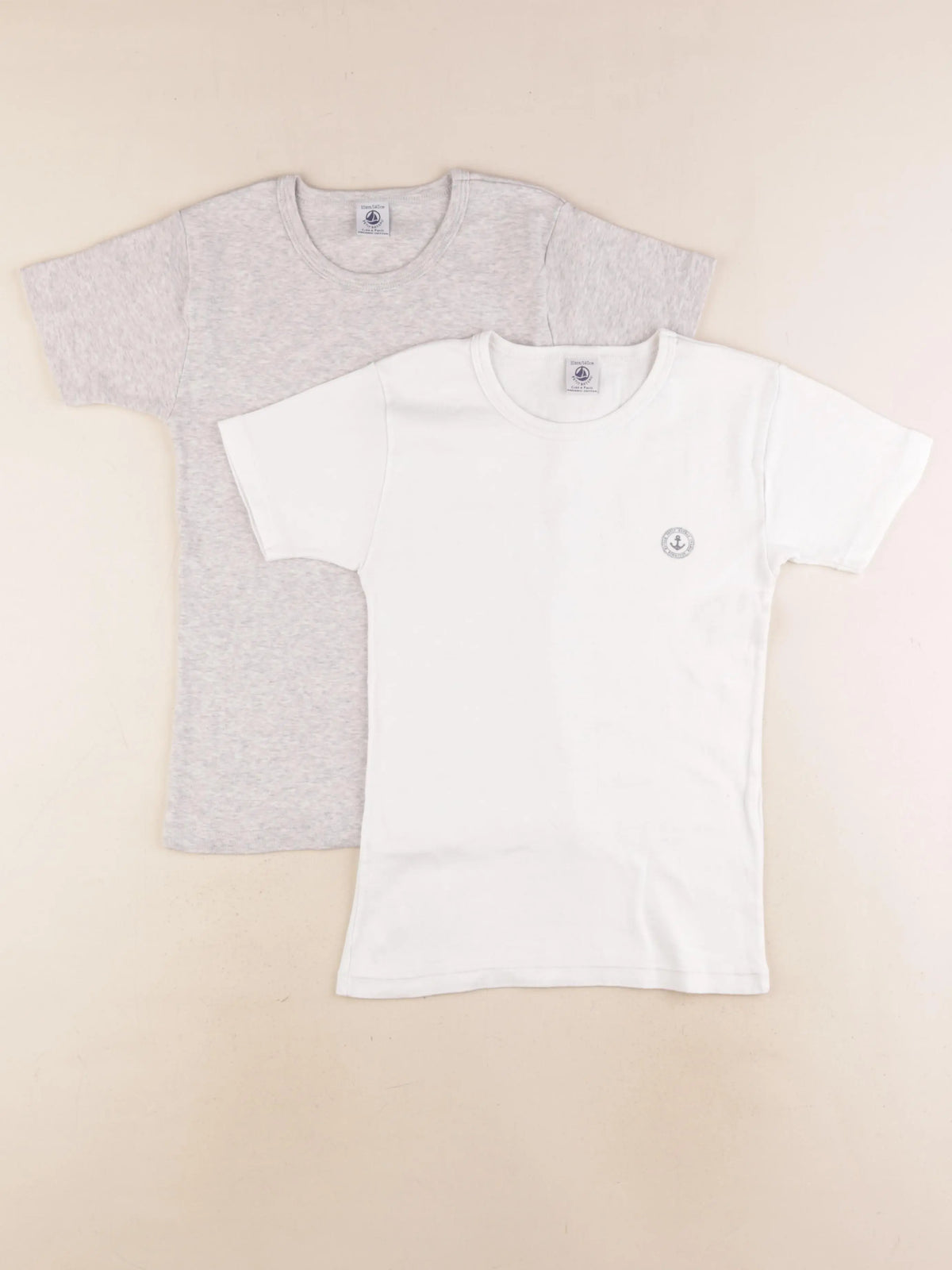 Petit Bateau - maillot de corps blanc, gris - 10 ans