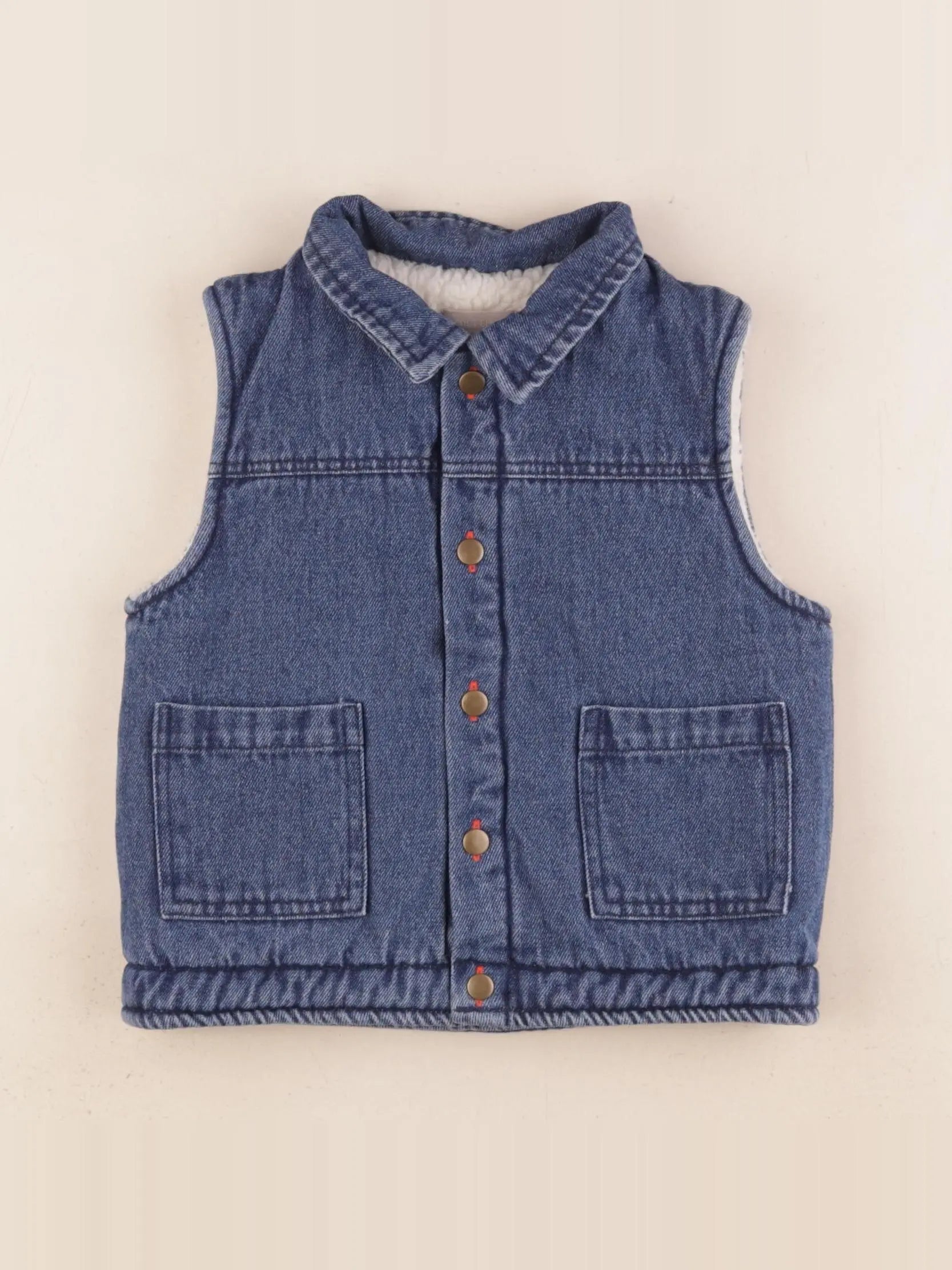 Boutchou - veste jean doublé sans manche - 18 mois