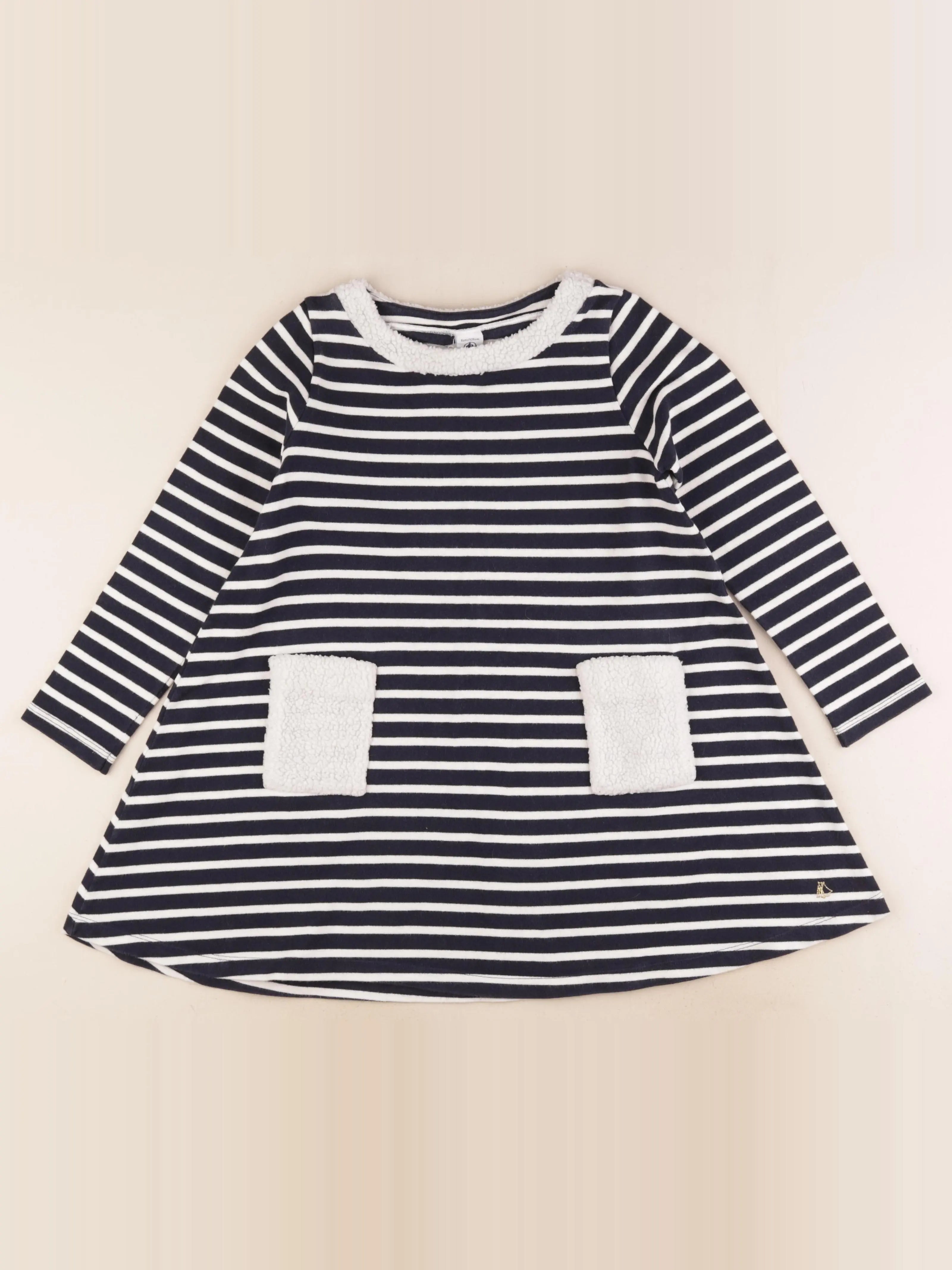 Petit Bateau - robe bleu, blanc - 8 ans