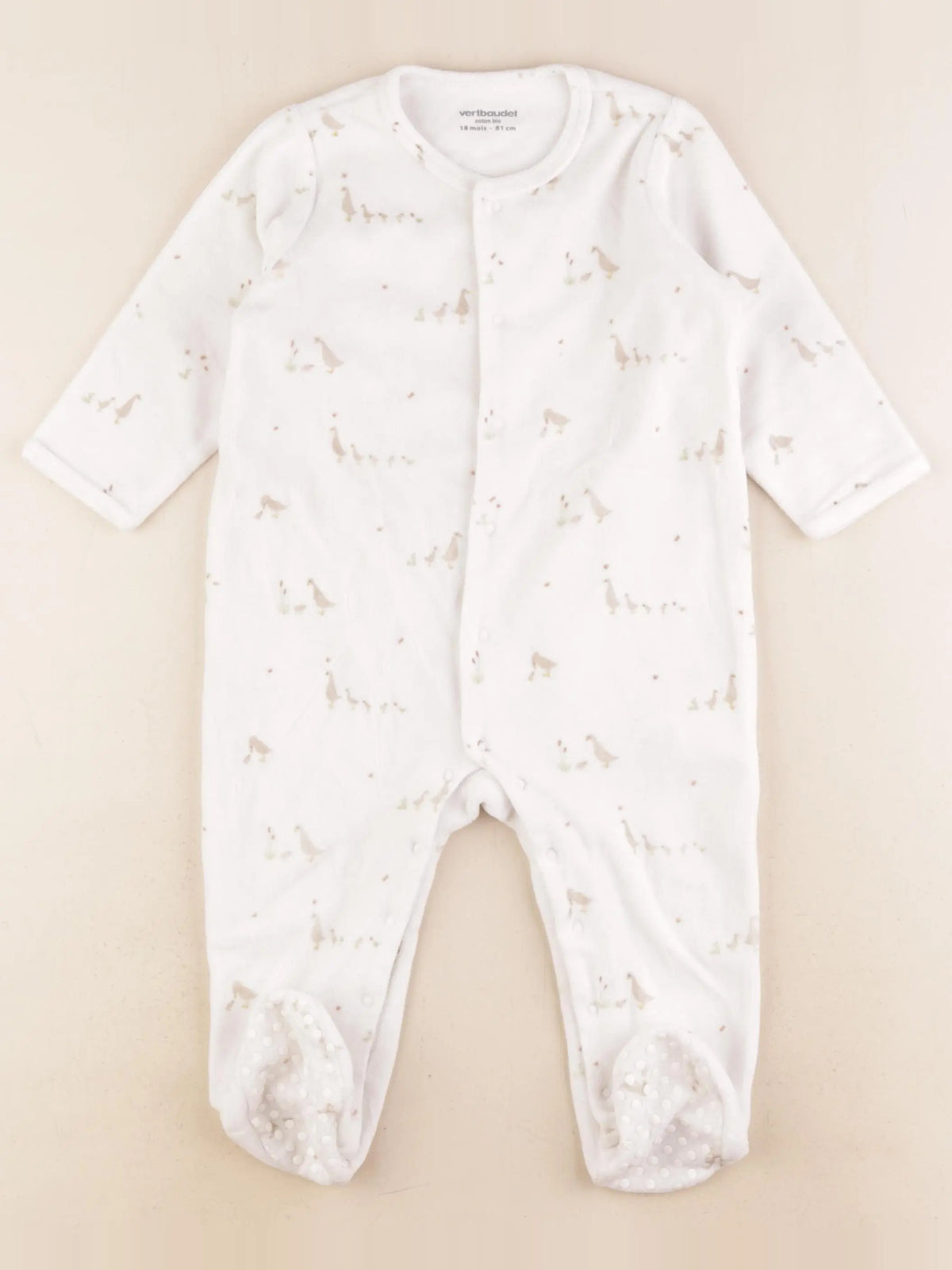 Vertbaudet - pyjama velours blanc - 18 mois